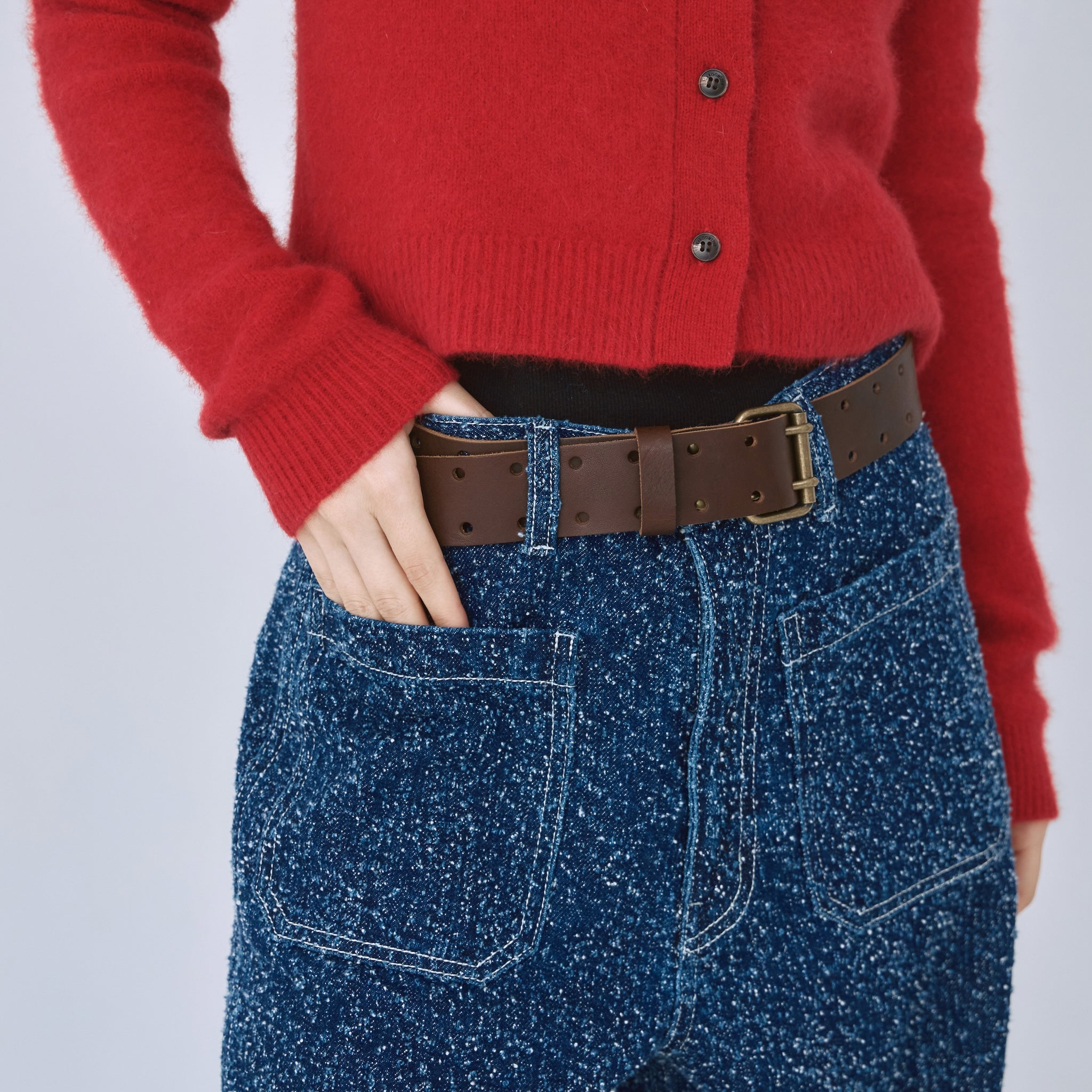 DOUBLE PIN LEATHER BELT