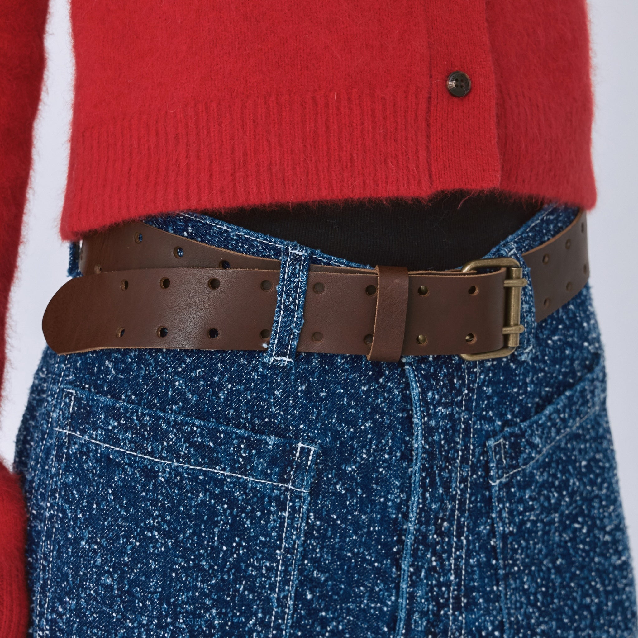 DOUBLE PIN LEATHER BELT