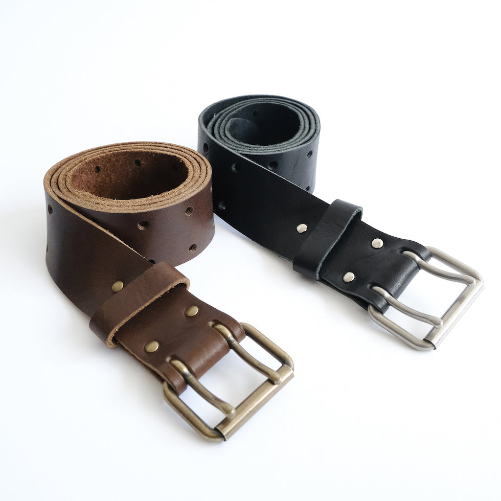 DOUBLE PIN LEATHER BELT