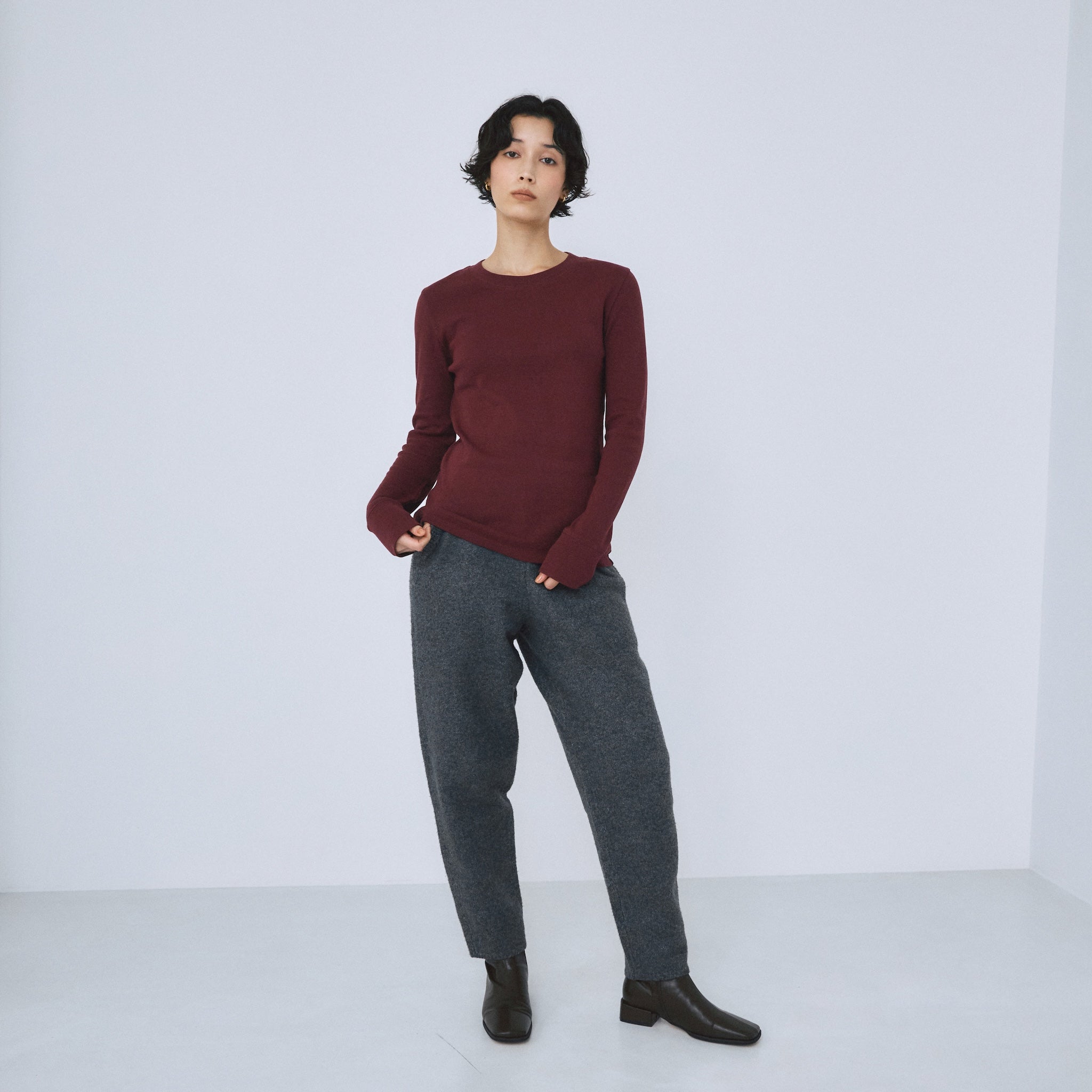 ウールmix Relaxソフトニットパンツ