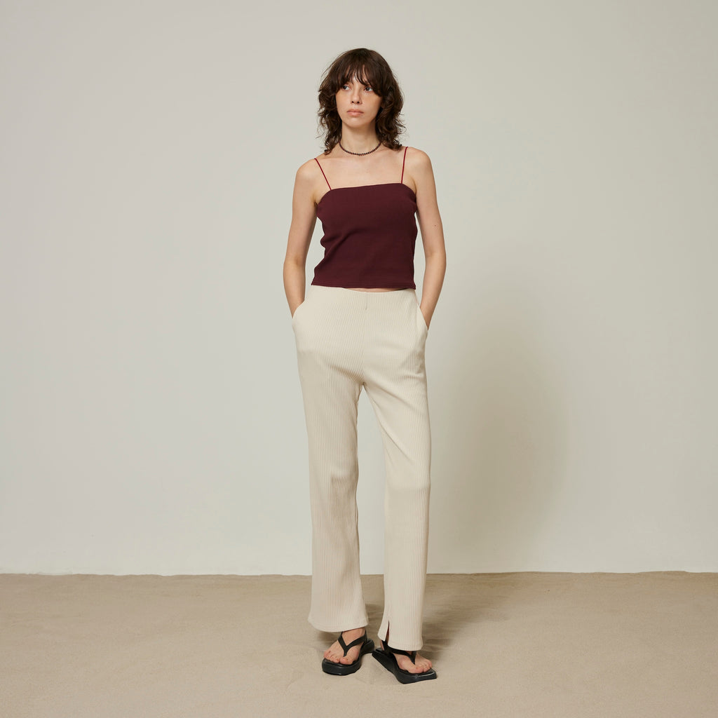 ヘムカットRIBストレートパンツMサイズブラック