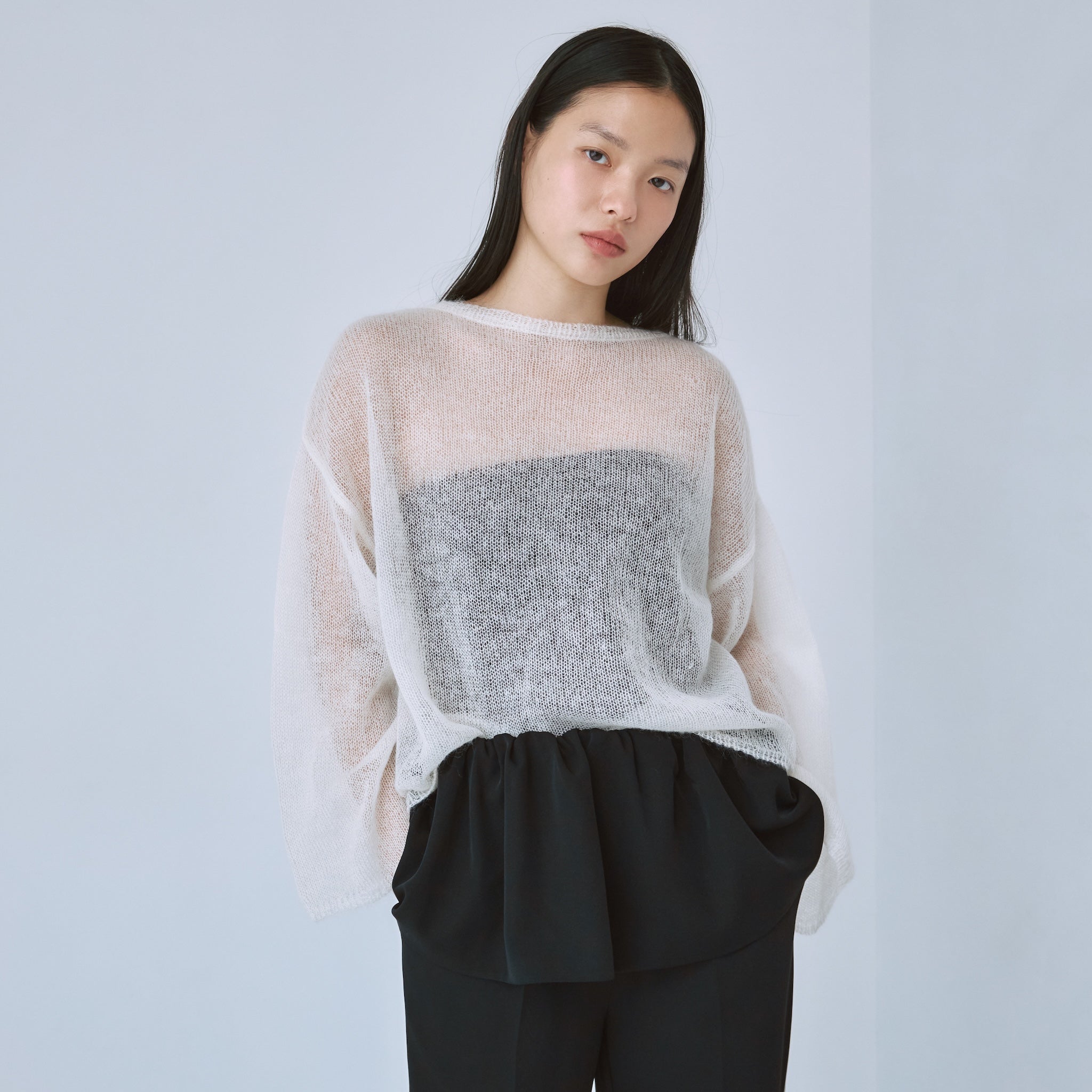 【新品✨定価約5万円】ebure 22AW モヘヤ混 ニット オーバーサイズ KIDモヘヤSheerプルオーバー