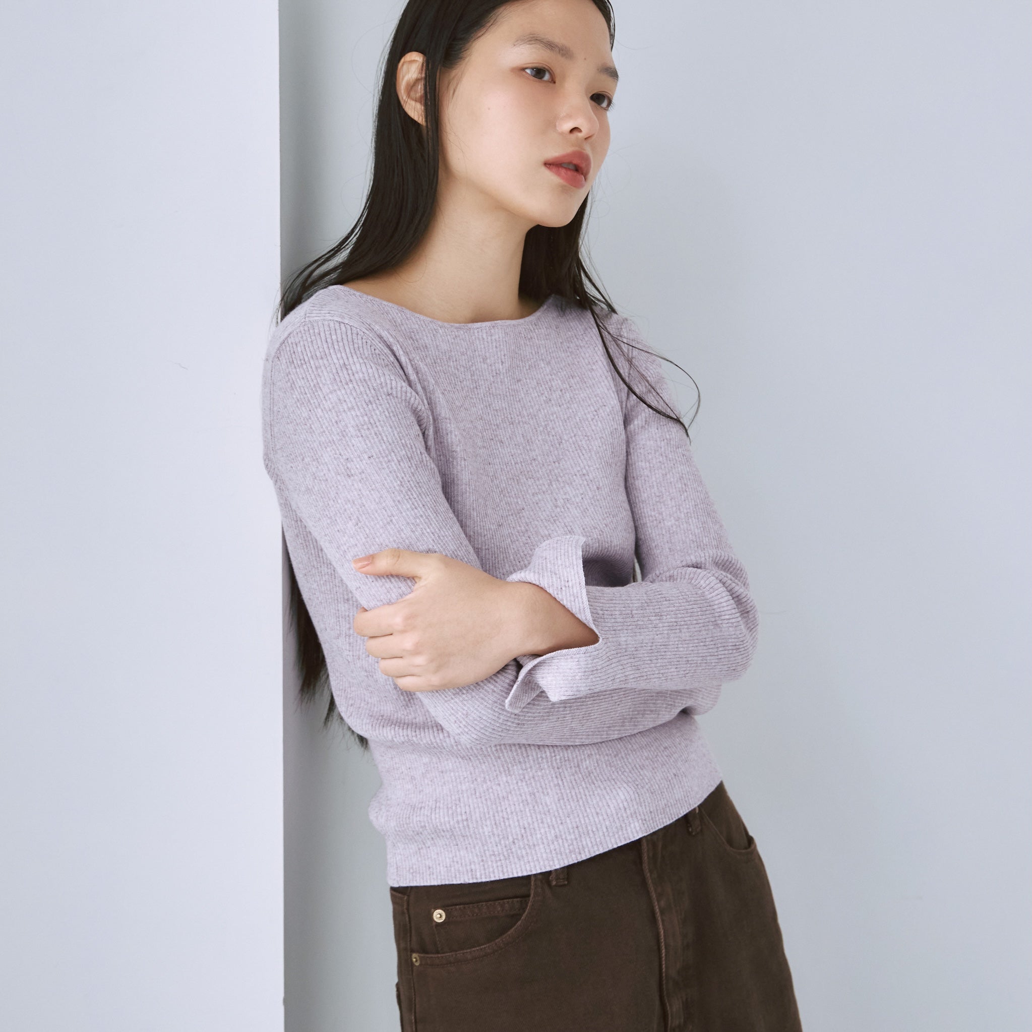 リネンコンビスリットsleeveニット