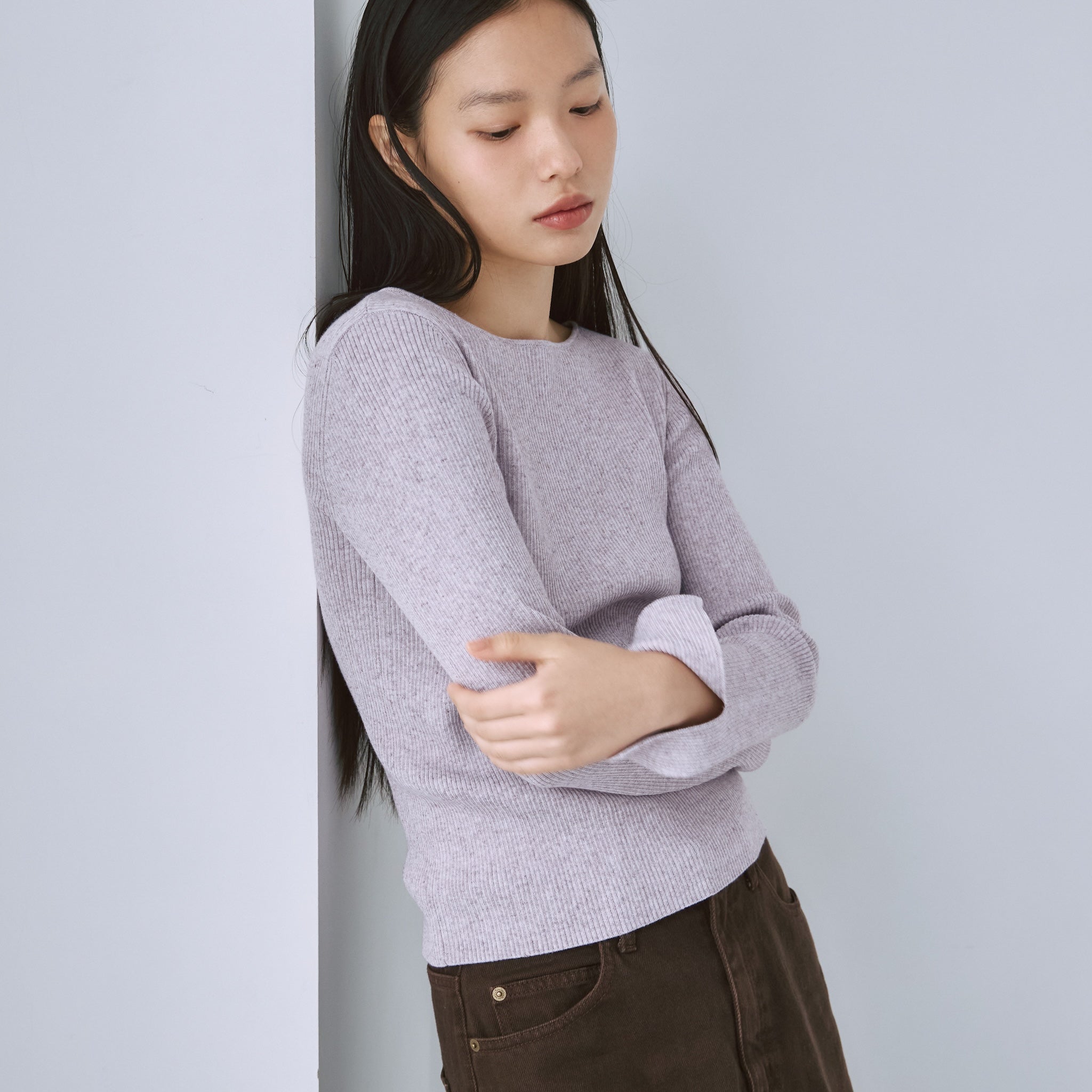 リネンコンビスリットsleeveニット