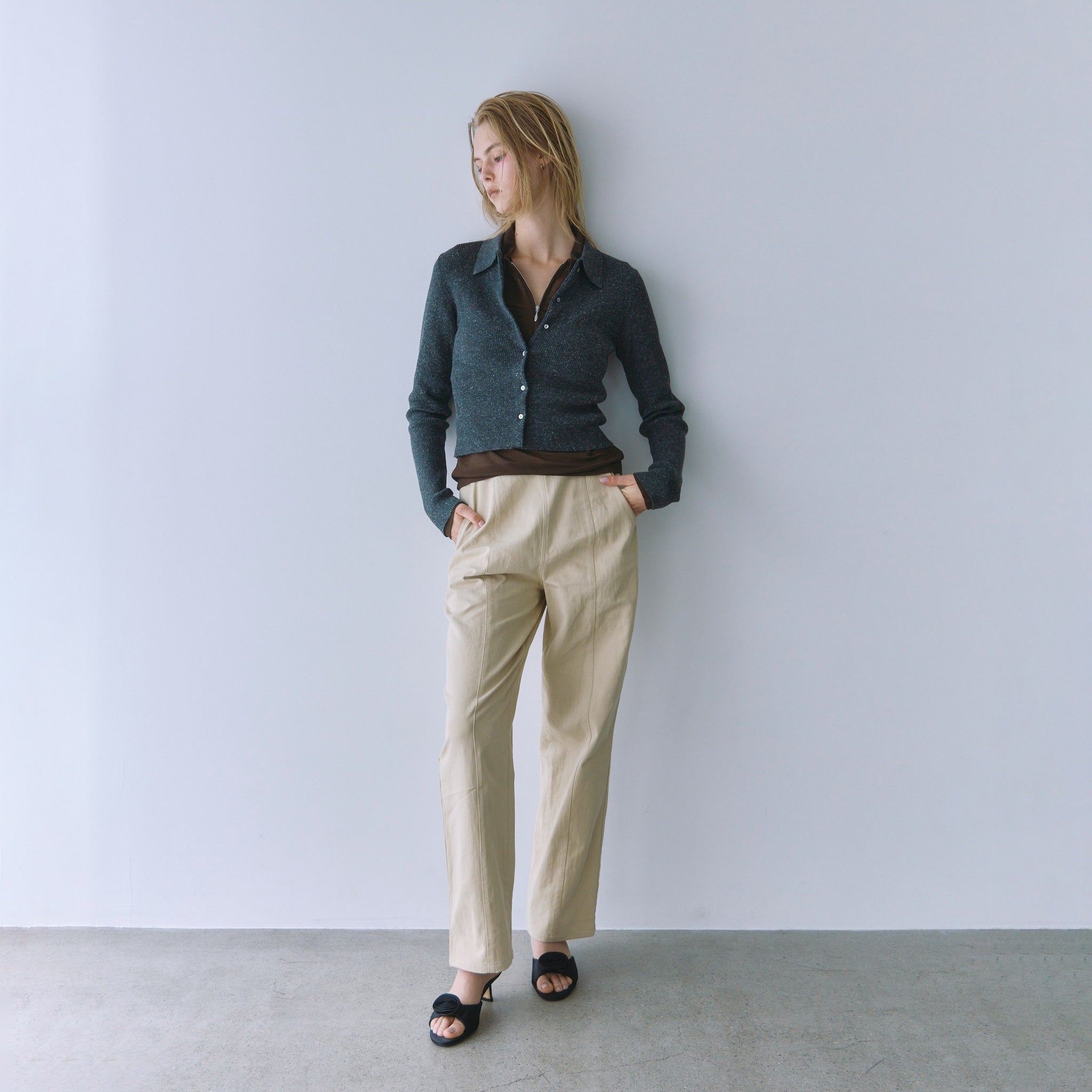 Linen Combination Compact Cardigan