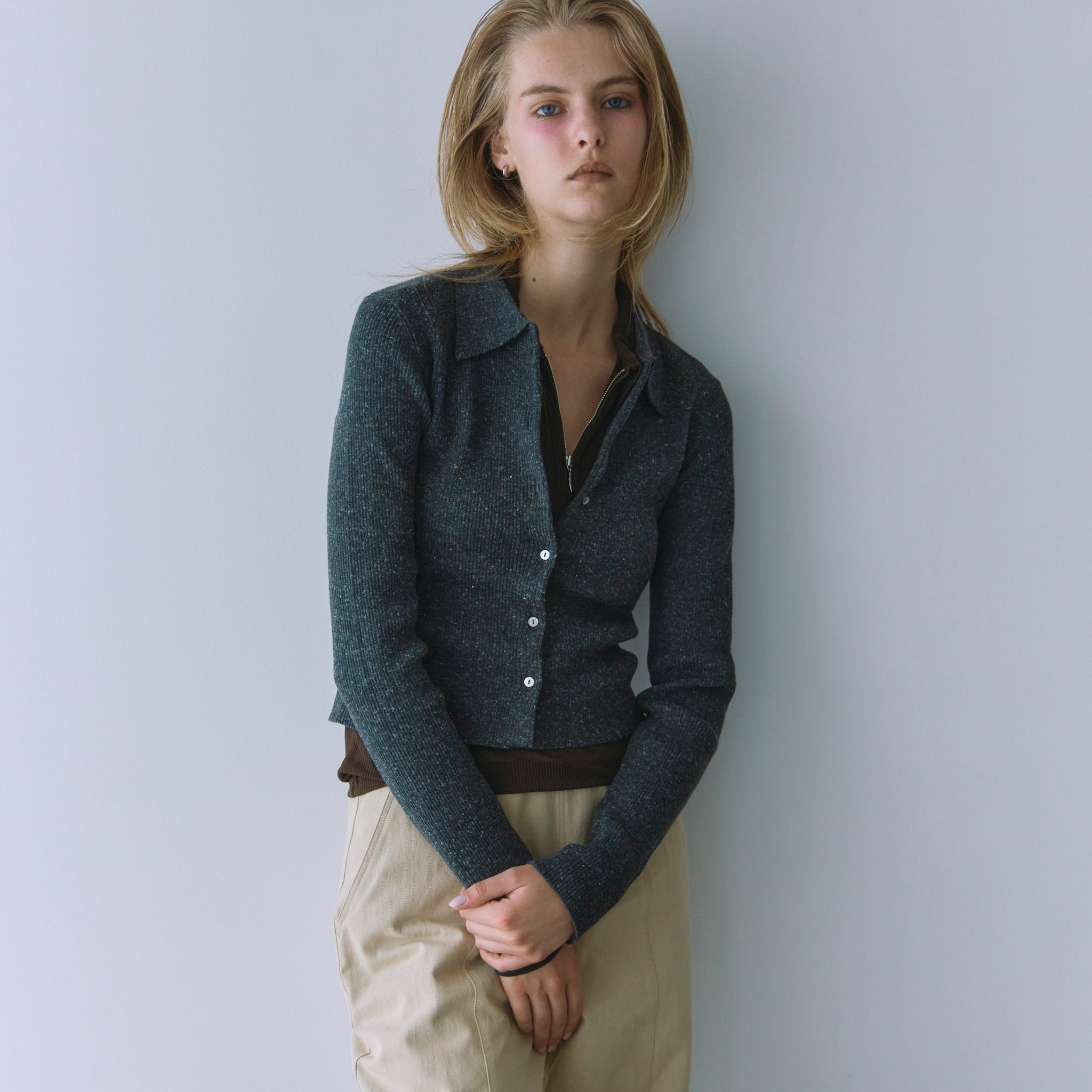 Linen Combination Compact Cardigan