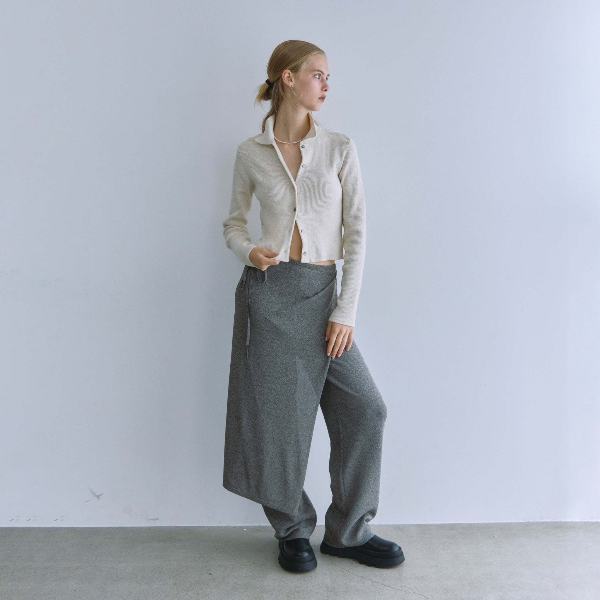 Linen Combination Compact Cardigan