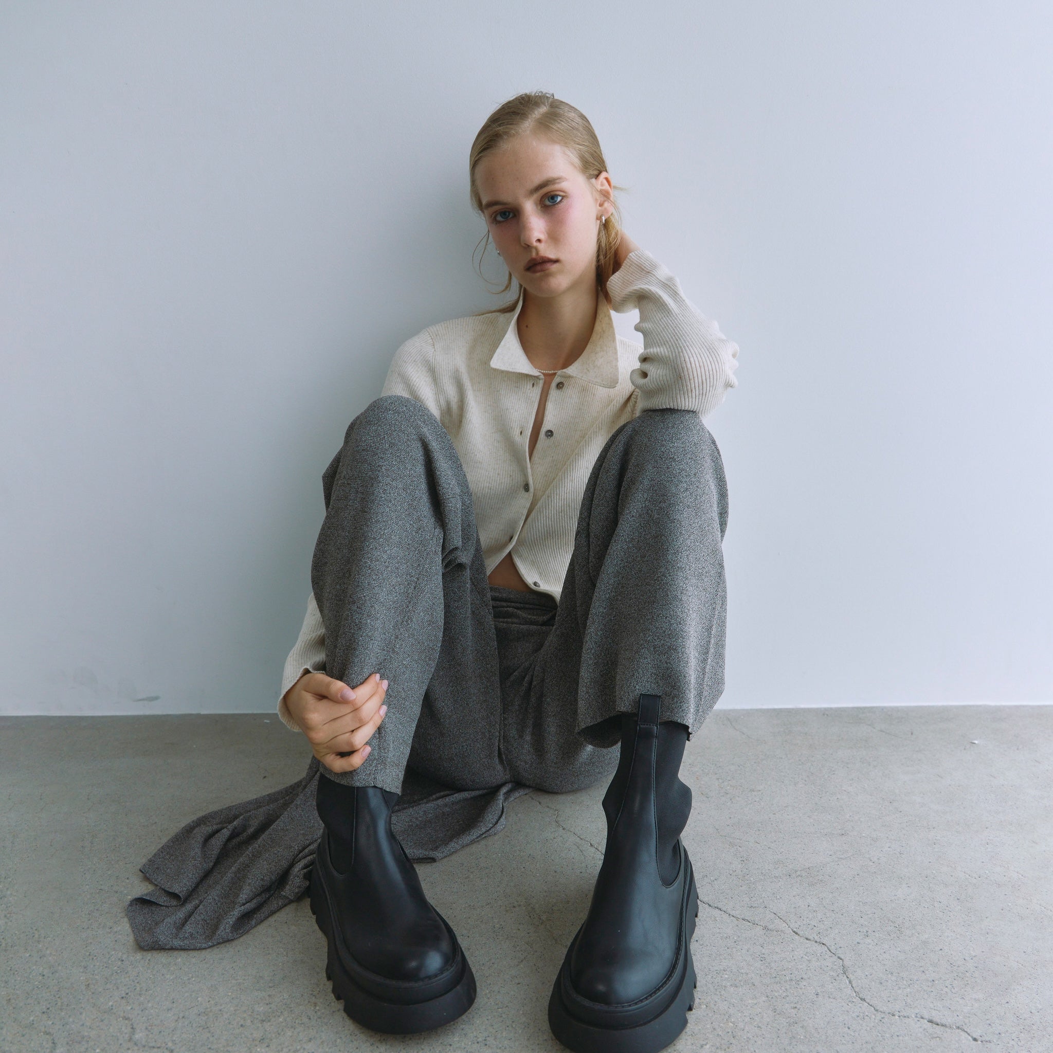 Linen Combination Compact Cardigan