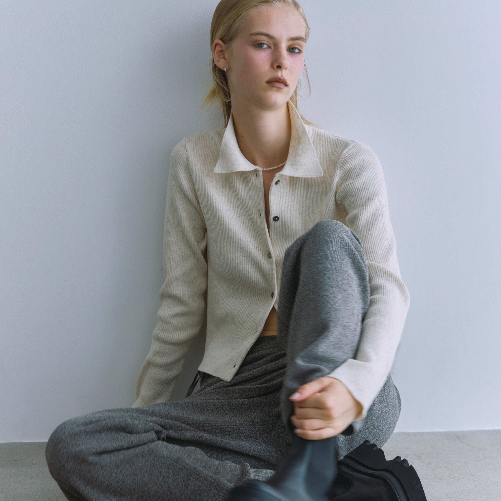 Linen Combination Compact Cardigan