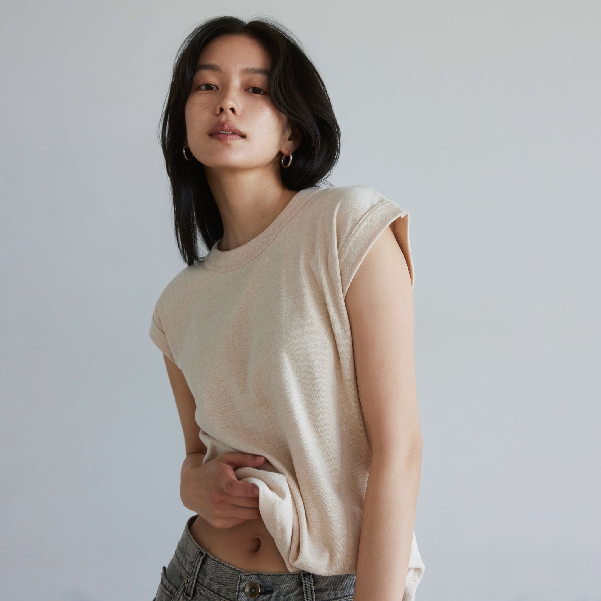 RecycleヘザーフライスTシャツ