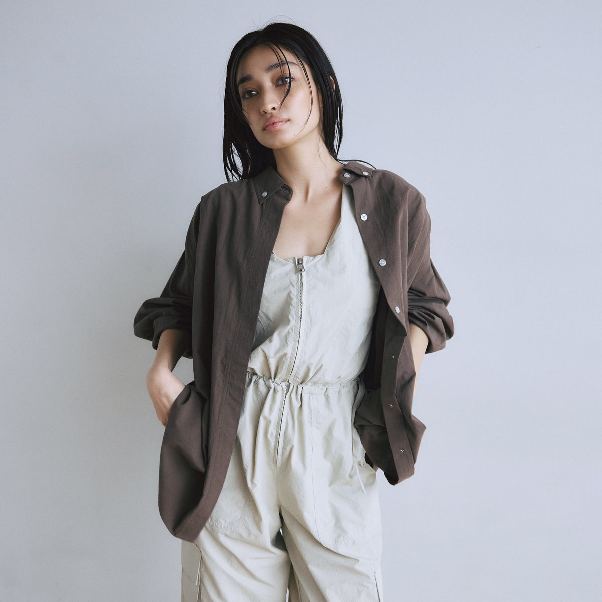 Cotton Wash Button Down T-Shirt