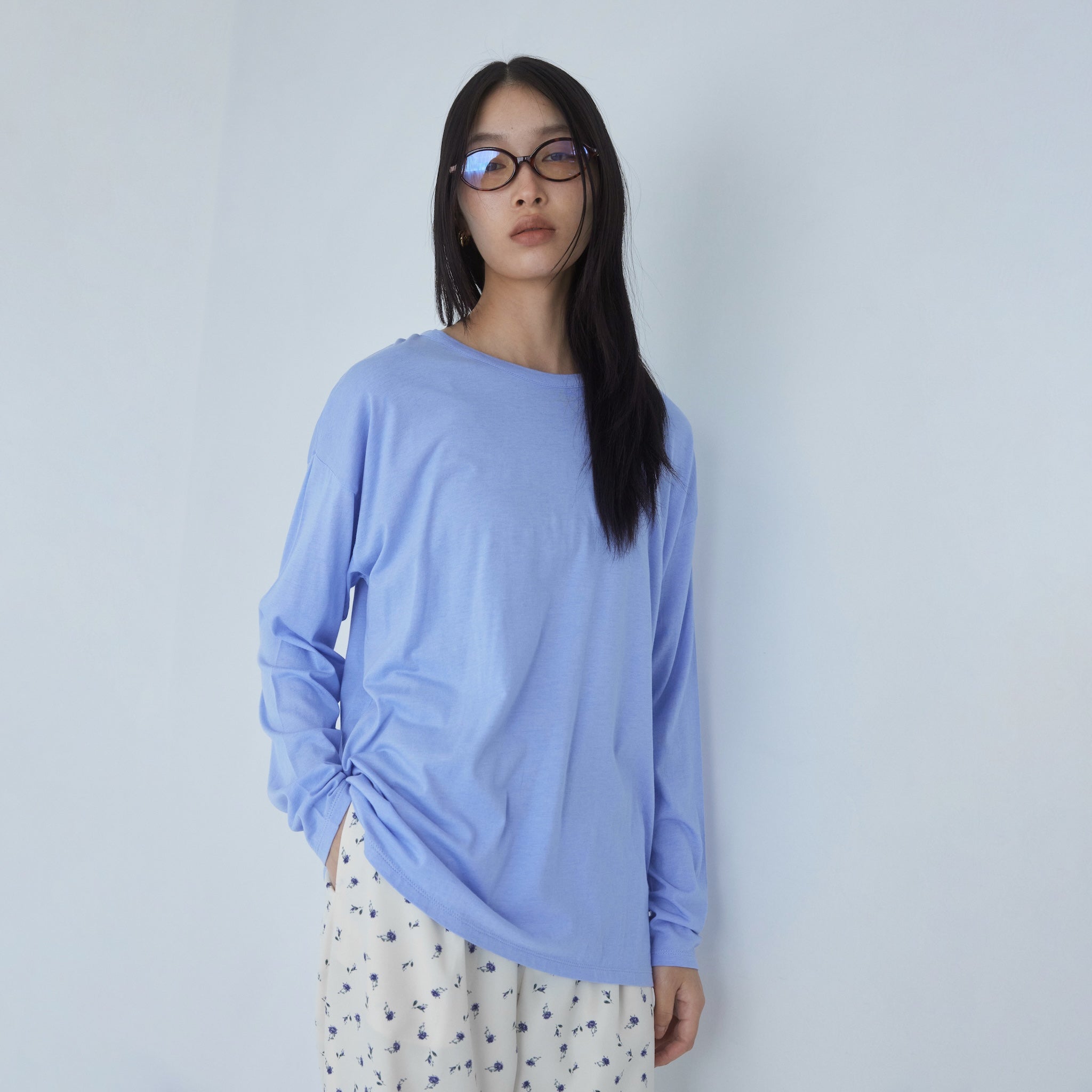 Cotton/silkモイストタッチロンT