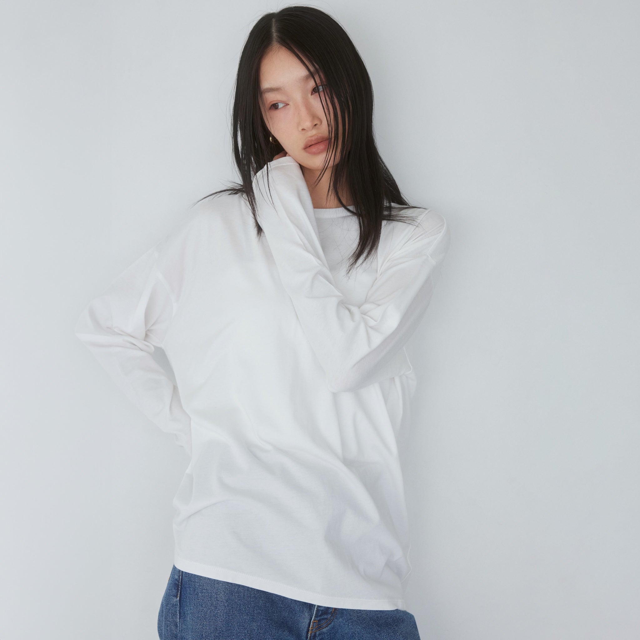 Cotton/silkモイストタッチロンT