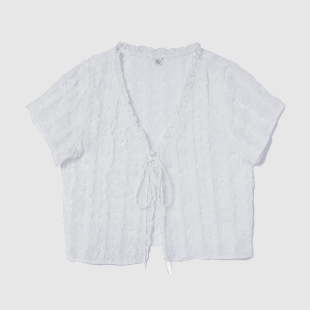 Chiffon Embroidery Frillショートカーデ