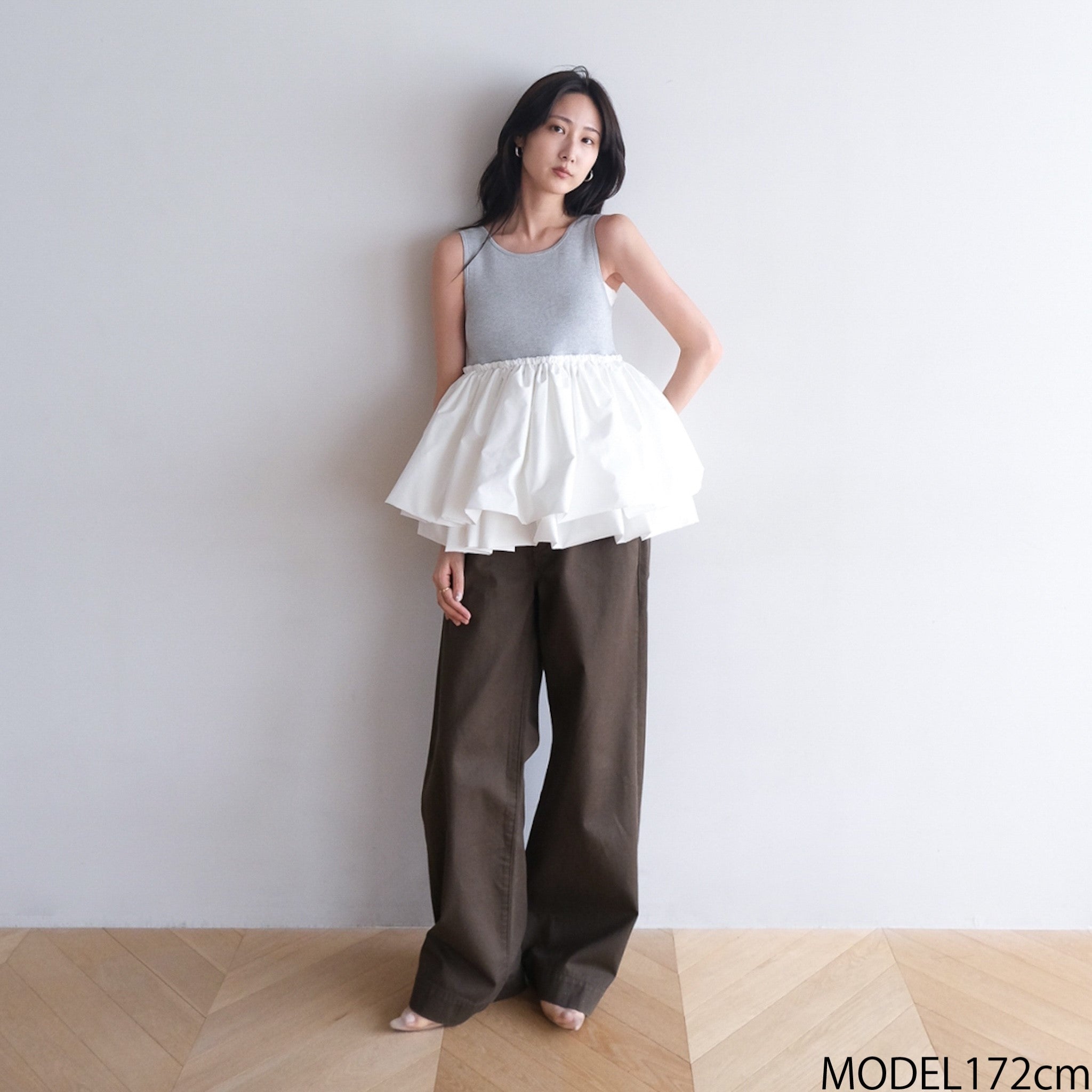 Knit Dockingバルーンノースリーブトップス Knit Dockingバルーンノースリーブトップス
