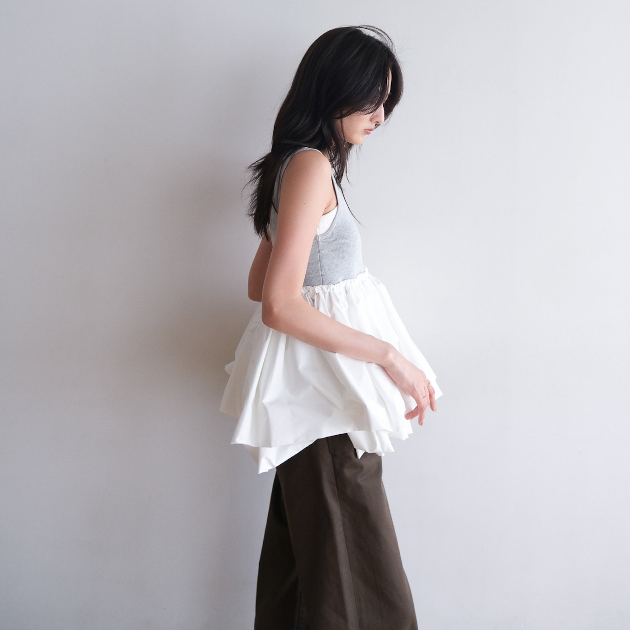 Knit Dockingバルーンノースリーブトップス