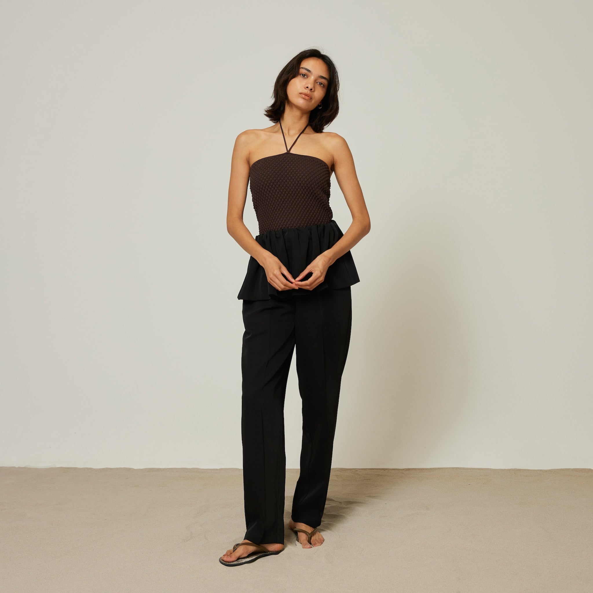 カップin Bumpy Knit Ribbonキャミ