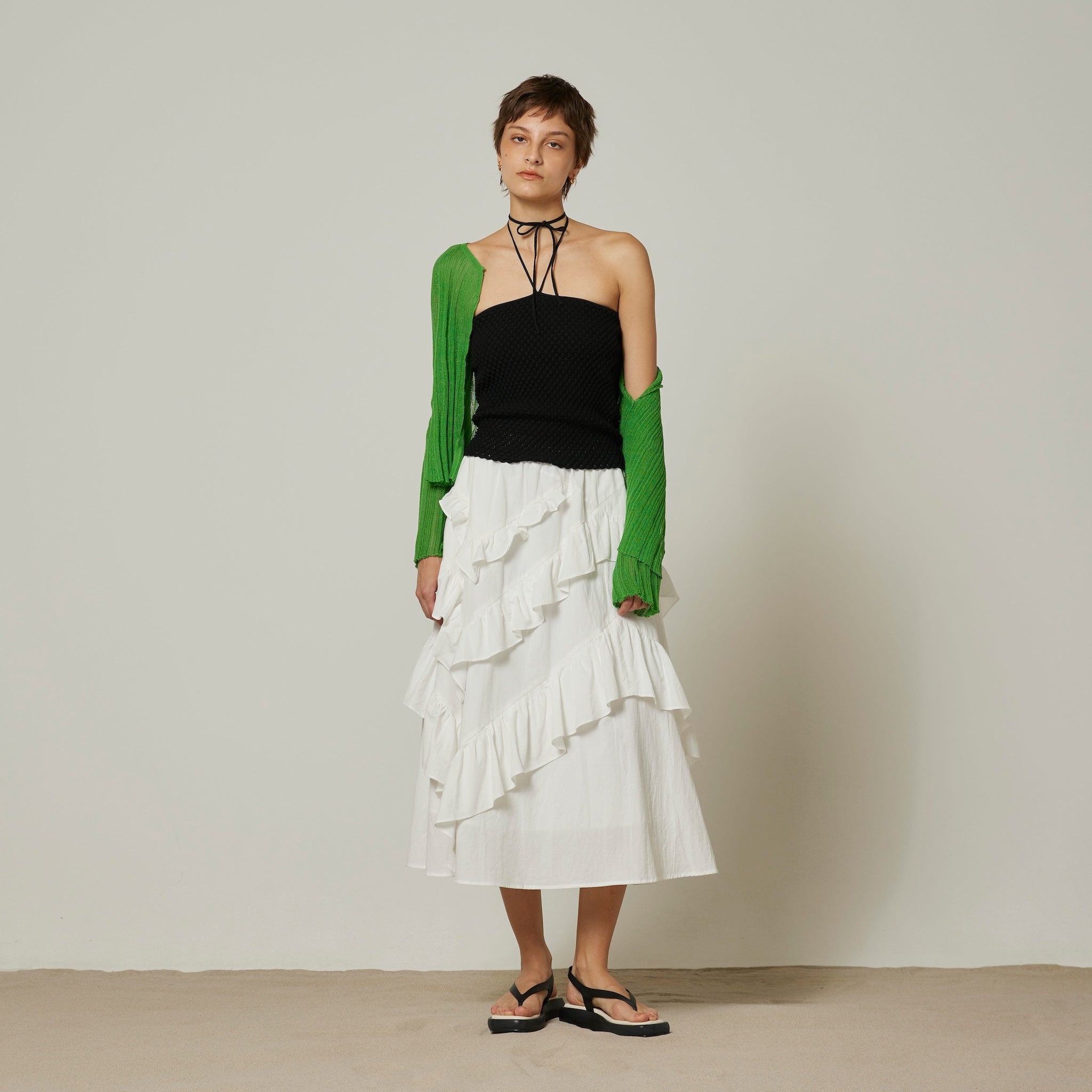 シールームリン　フリルリボンニットキャミ カップin Bumpy Knit Ribbonキャミ