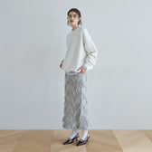 Random Cut Fringe Eyeline Skirt