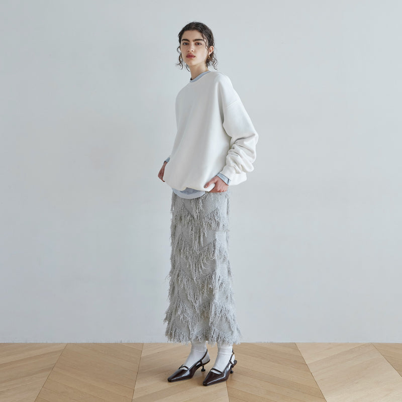 Random Cut Fringe Eyeline Skirt