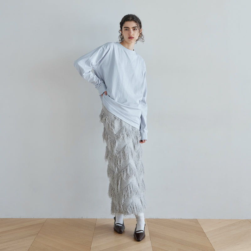 Random Cut Fringe Eyeline Skirt