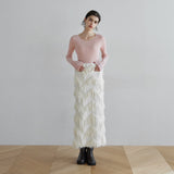 Random Cut Fringe Eyeline Skirt