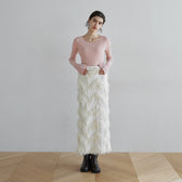 Random Cut Fringe Eyeline Skirt