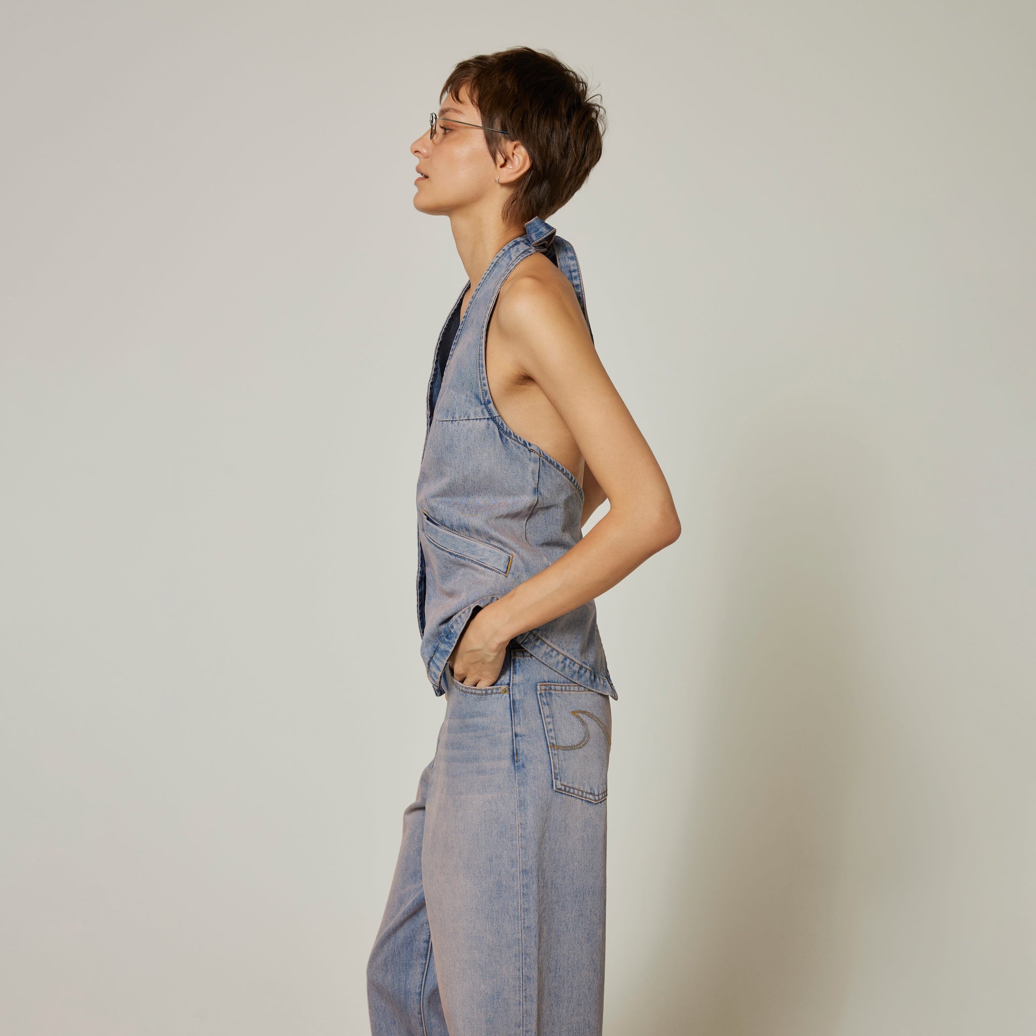 AラインDenimホルターベスト