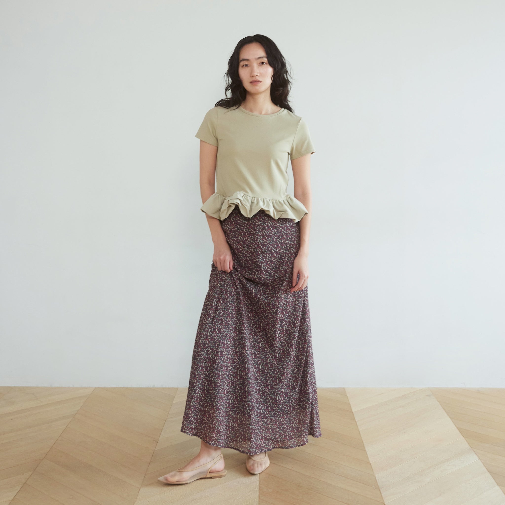 レースウエストvintage satinスカート