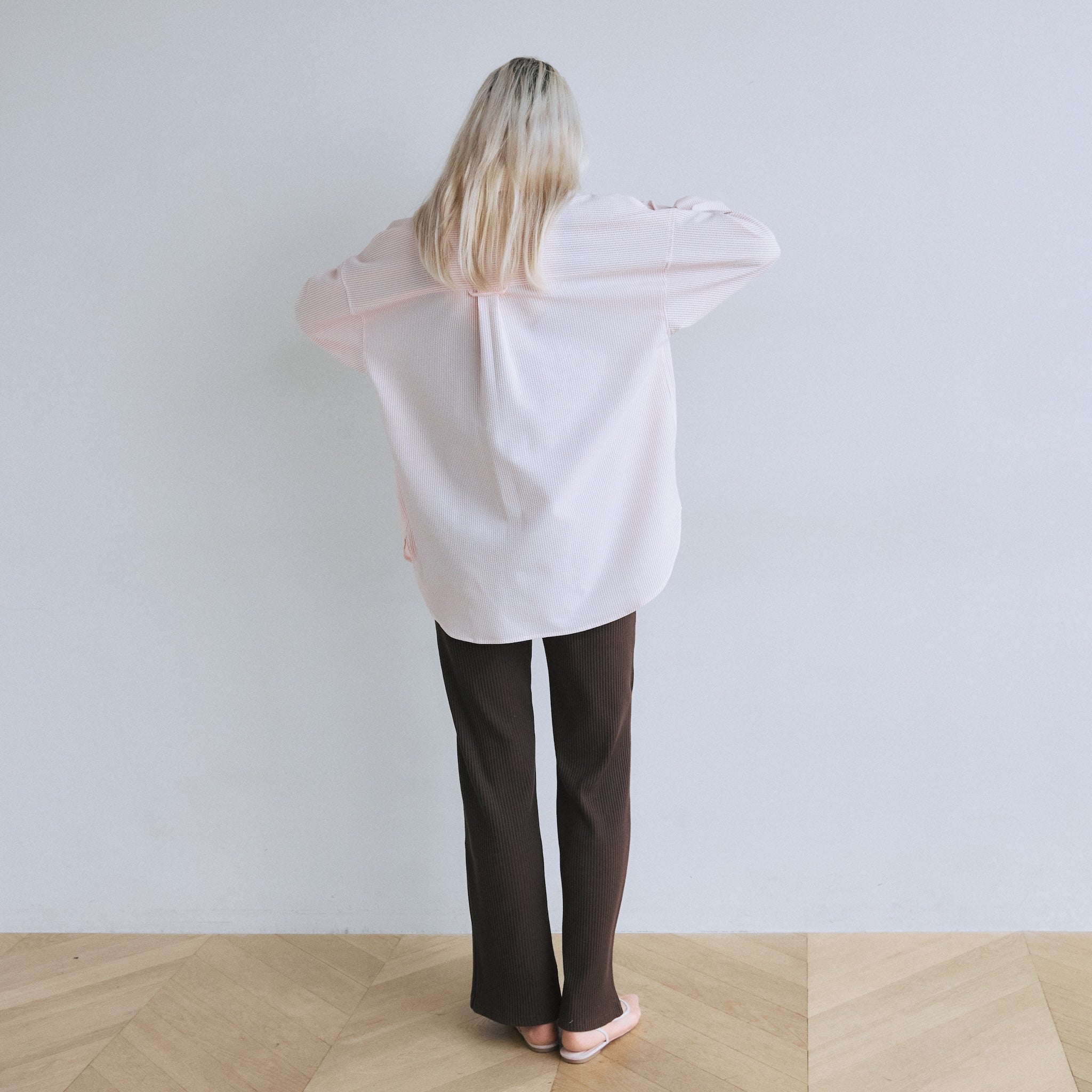 Hem cut RIB straight pants
