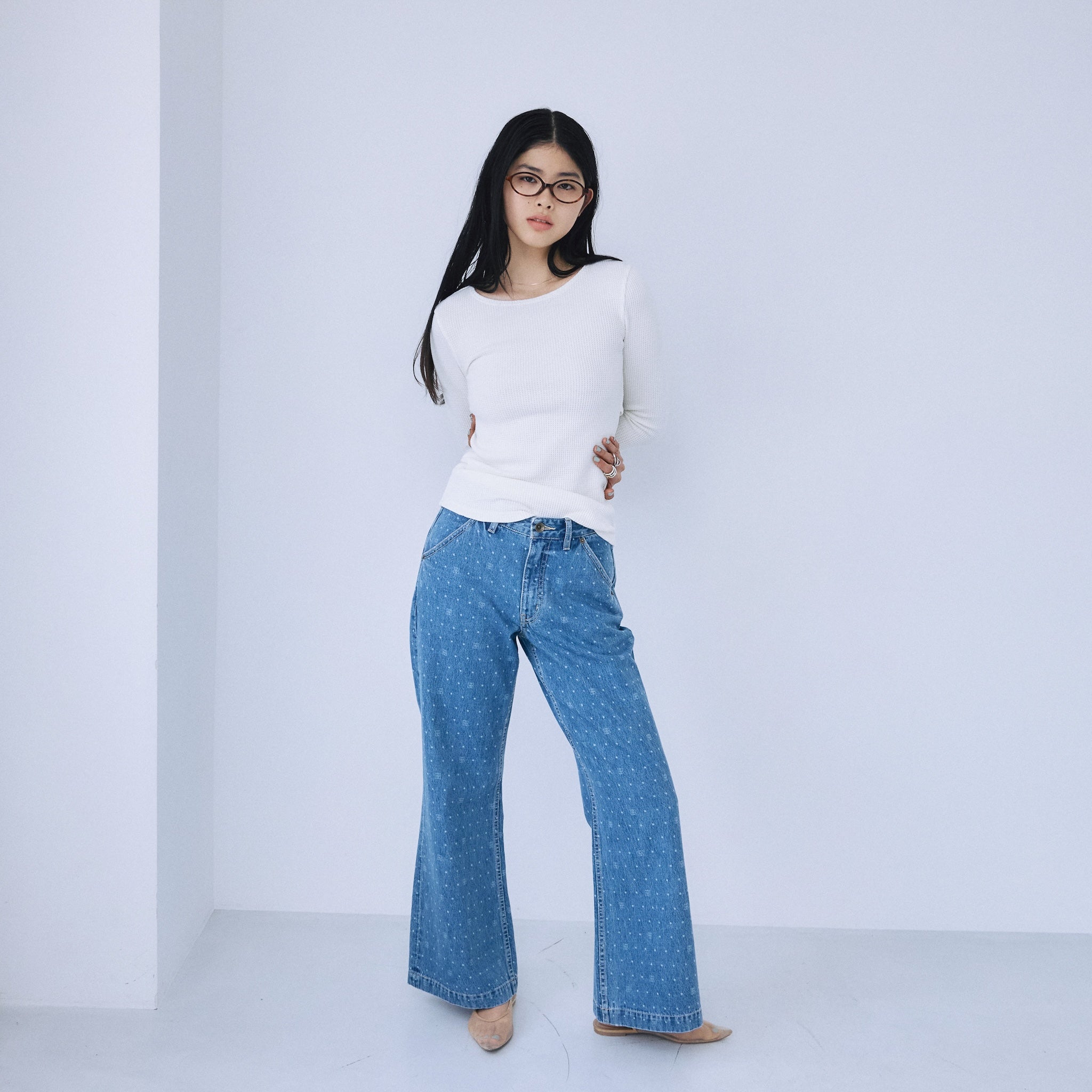 Back openワッフルロングスリーブ