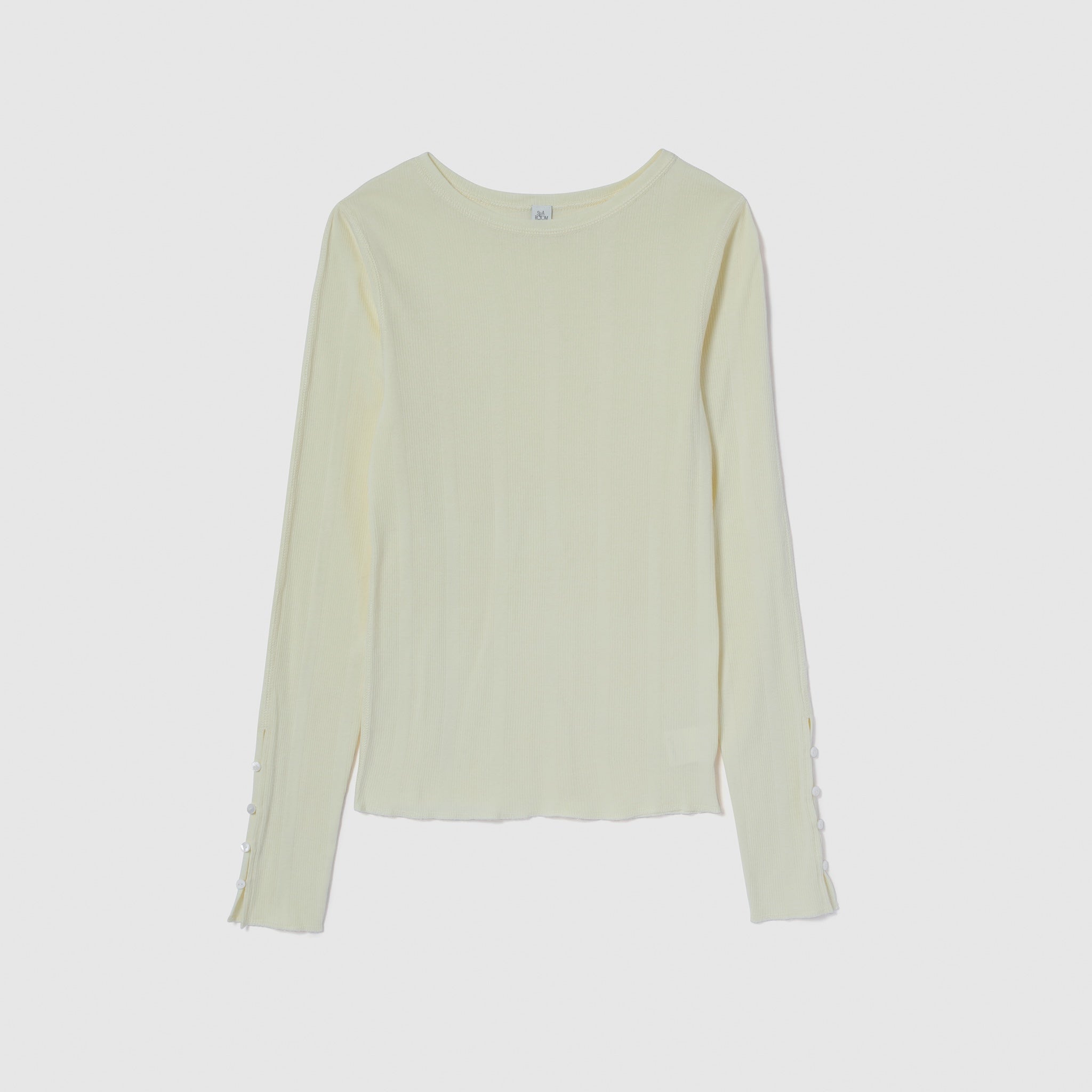 Soft sheer random rib cuffs top