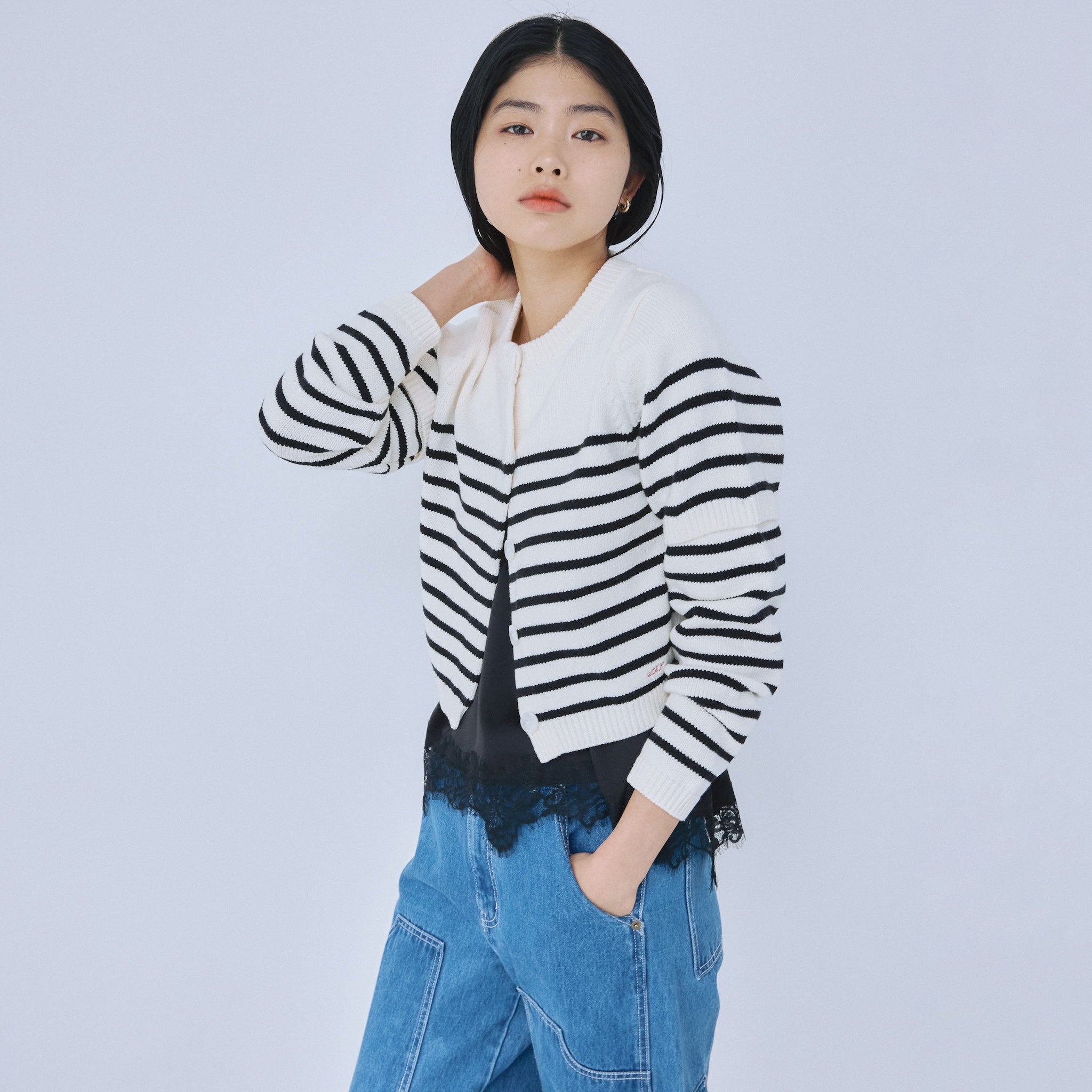 カーディガン SeaRoomlynn YAKクルーネックFitカーディガン