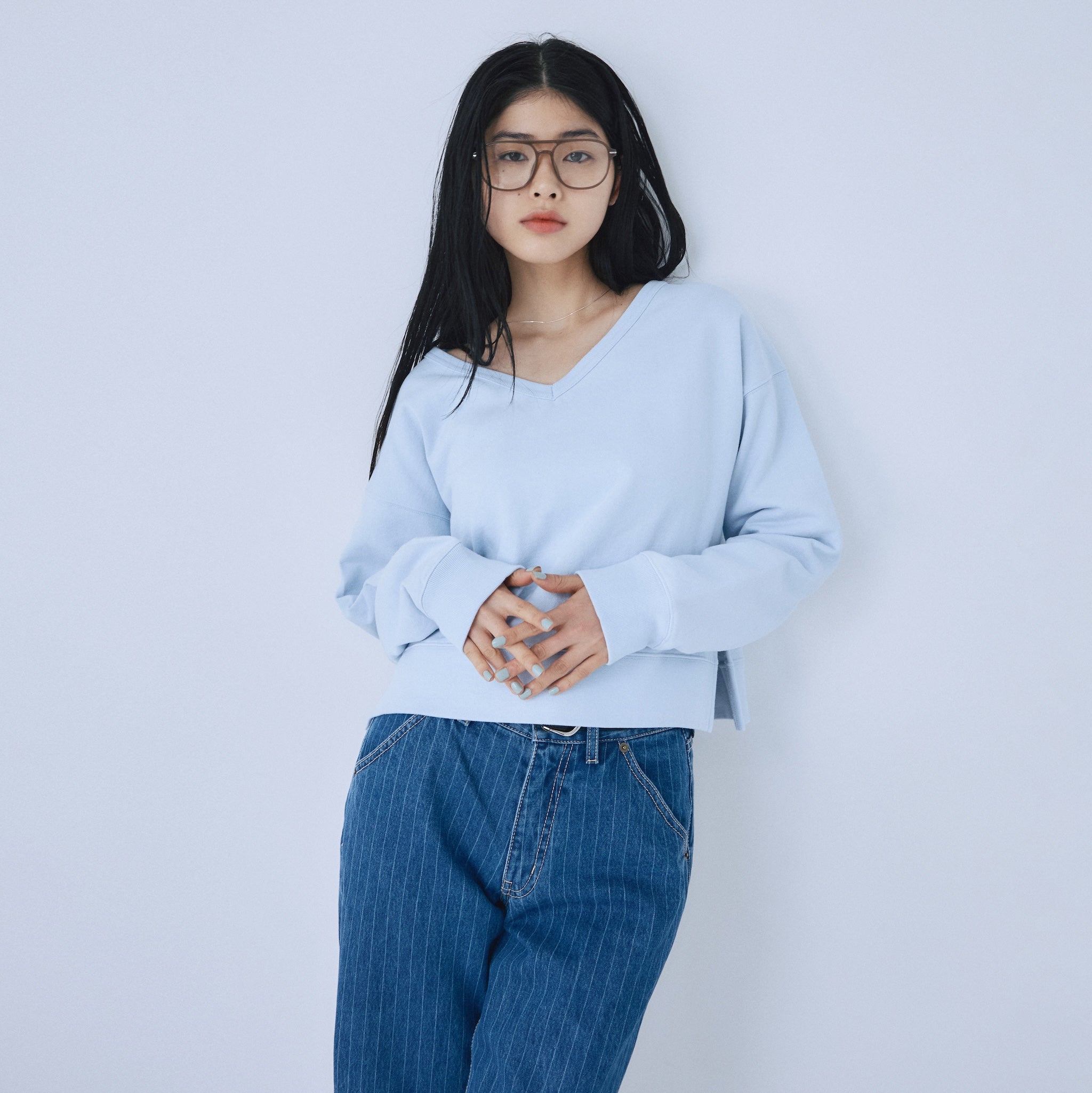 Heavy OZ Sweat wide V-neck pullover