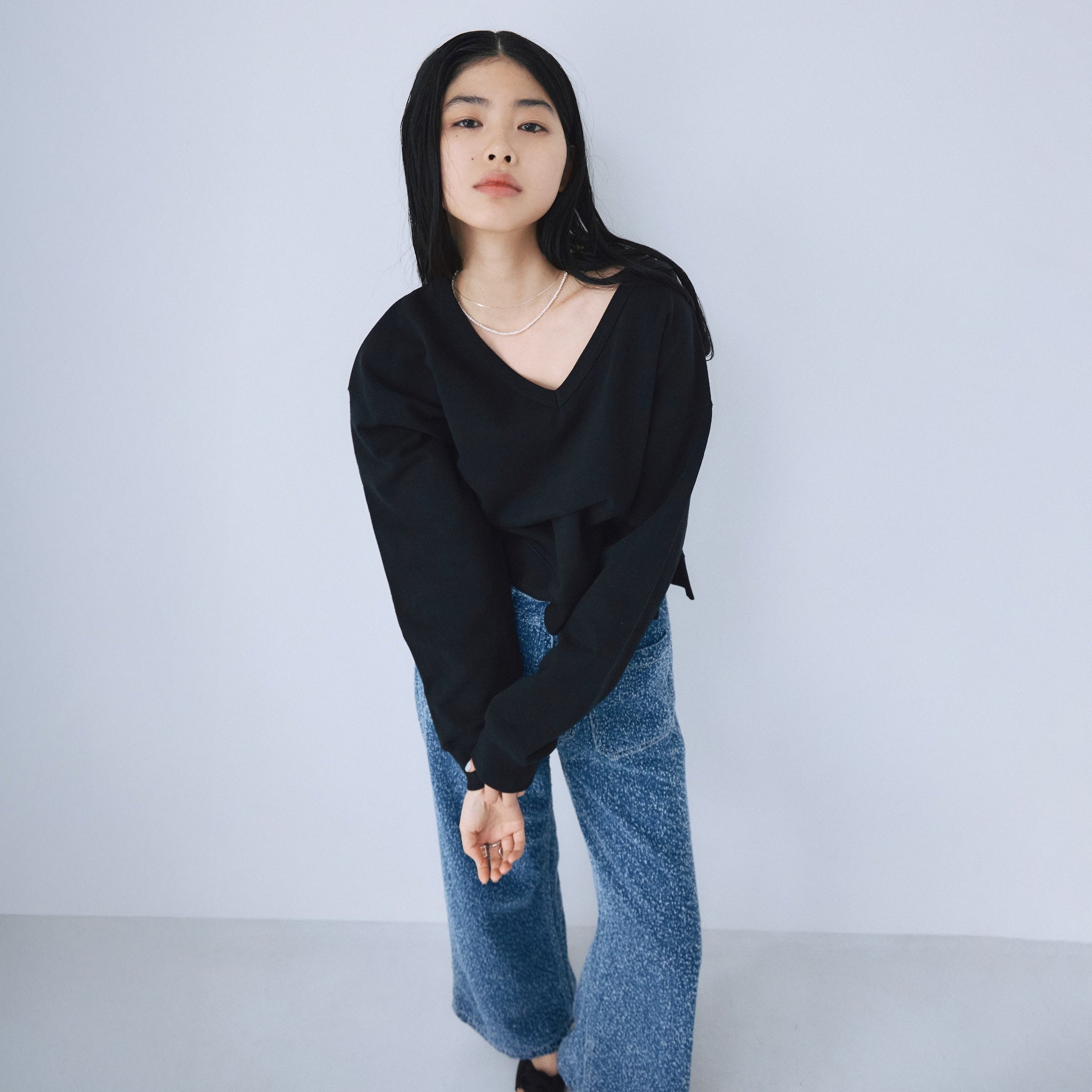 Heavy OZ Sweat wide V-neck pullover