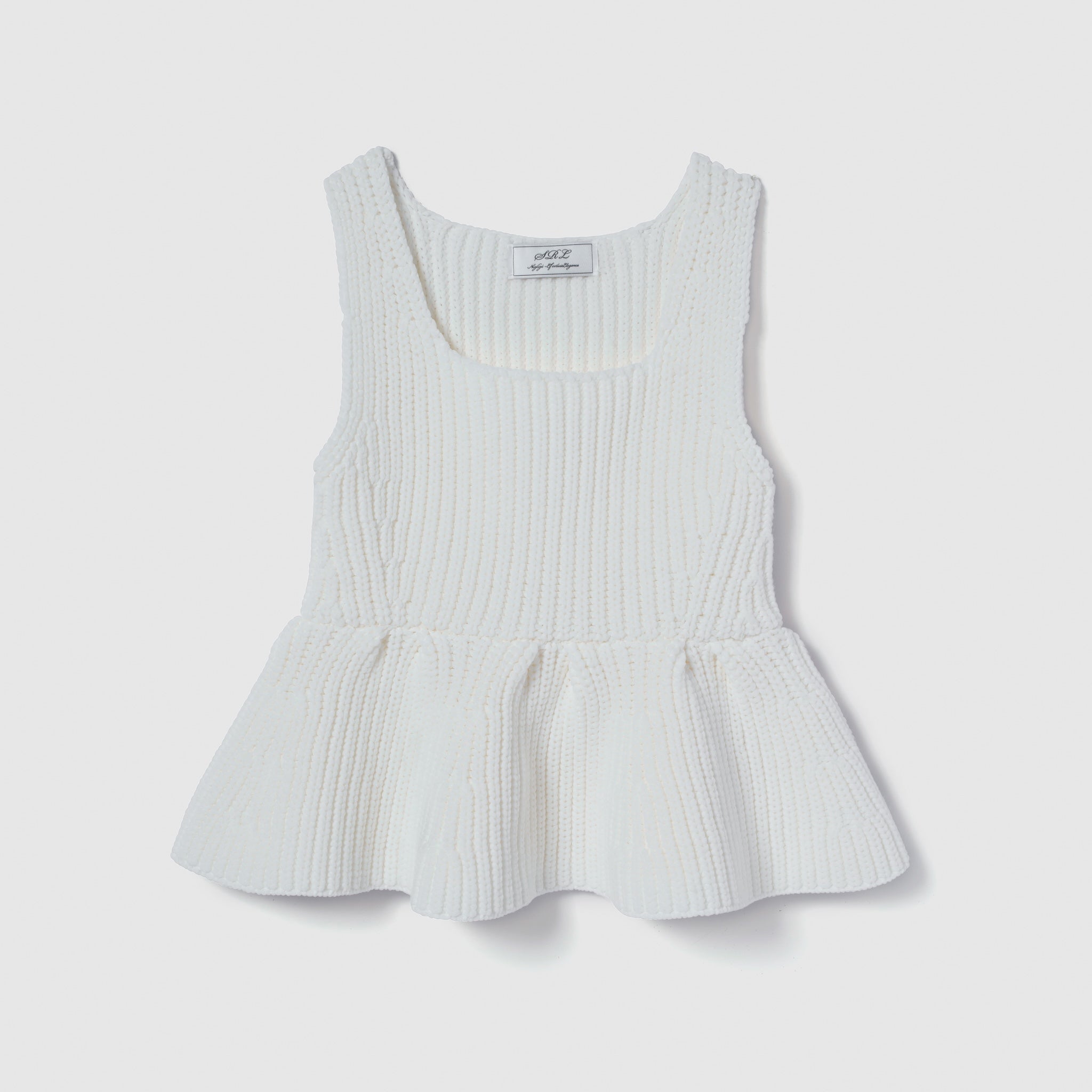 ハイストレッチペプラムニットトップス