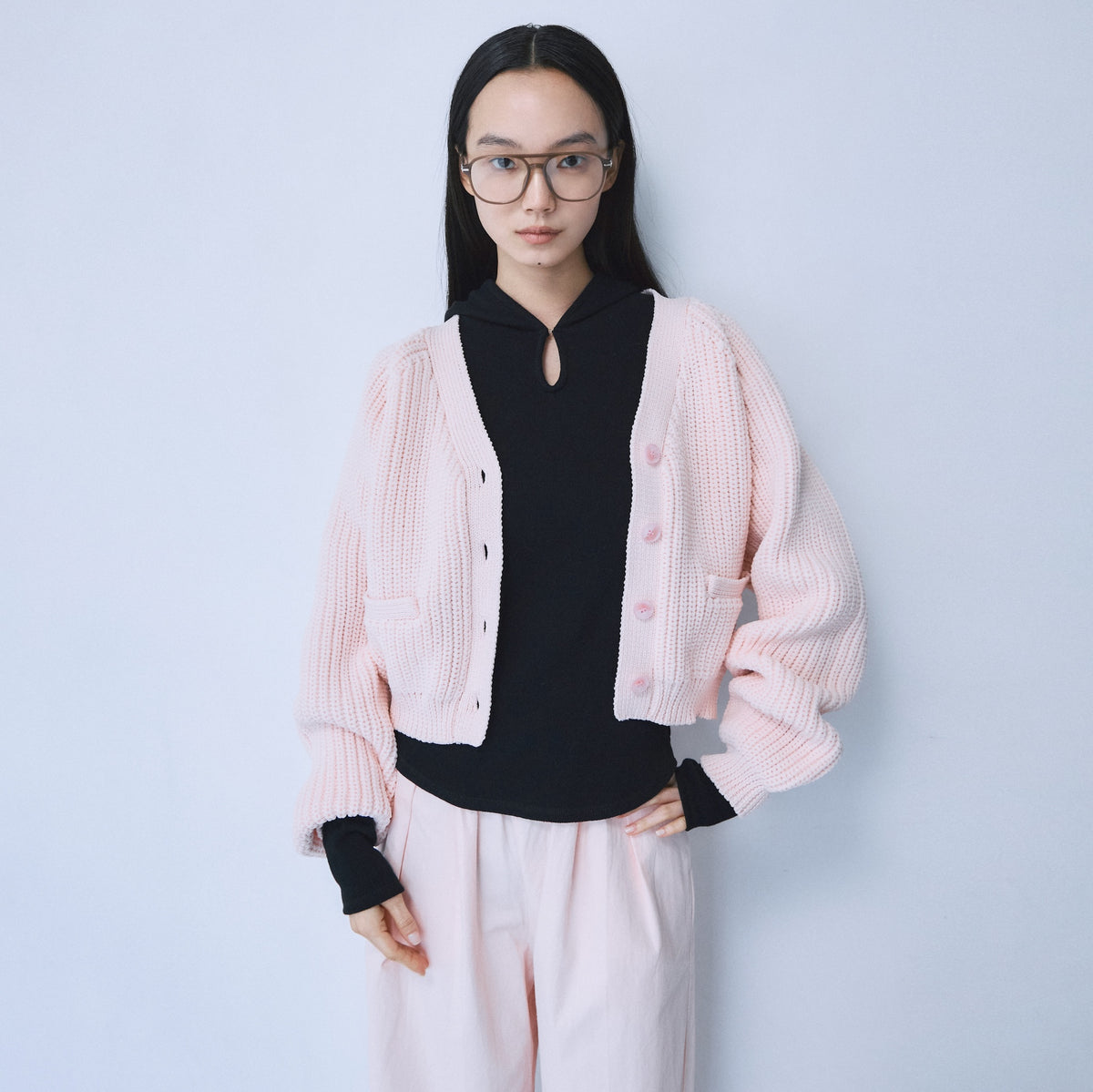 High-stretch knit cardigan