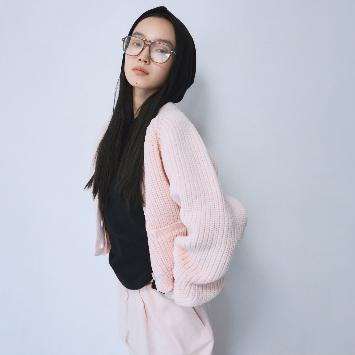 High-stretch knit cardigan