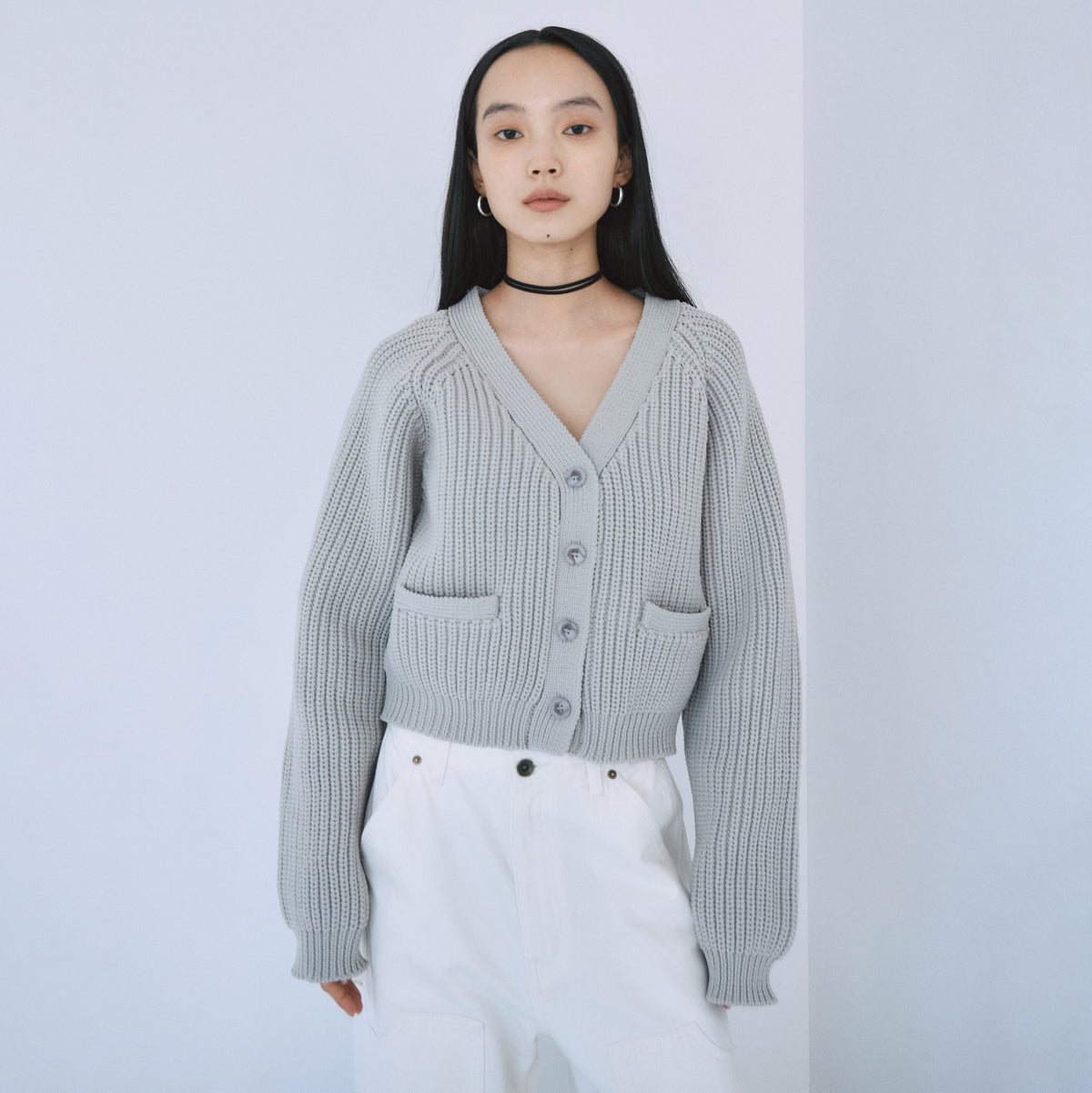 High-stretch knit cardigan