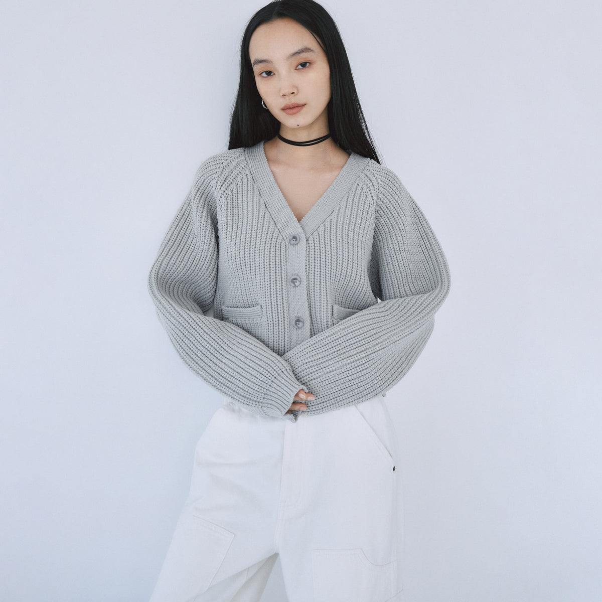 High-stretch knit cardigan