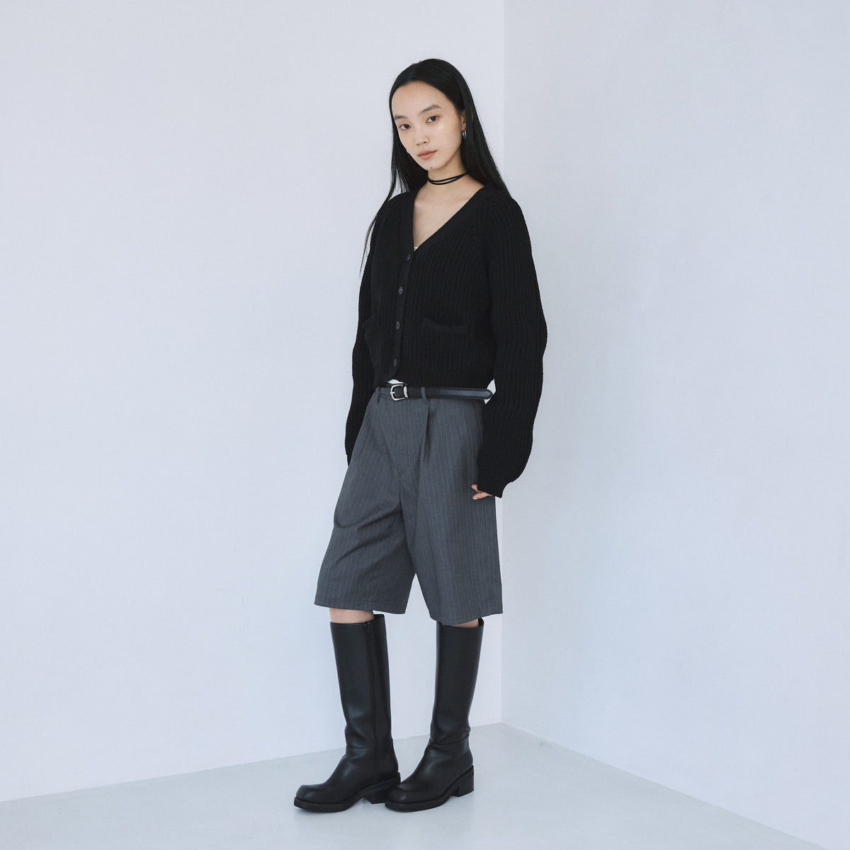 High-stretch knit cardigan