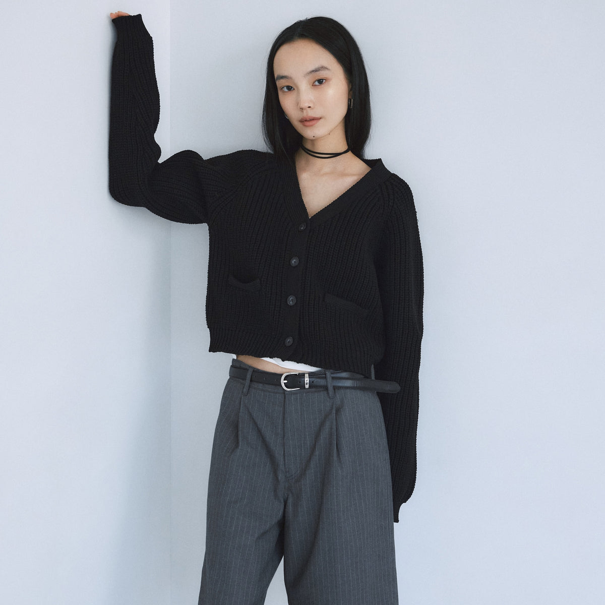High-stretch knit cardigan