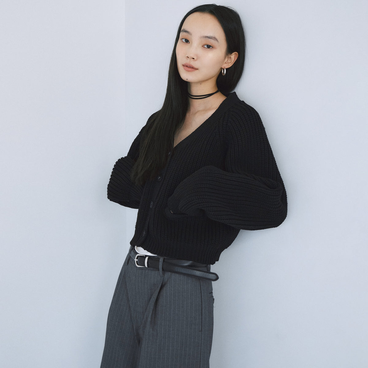 High-stretch knit cardigan
