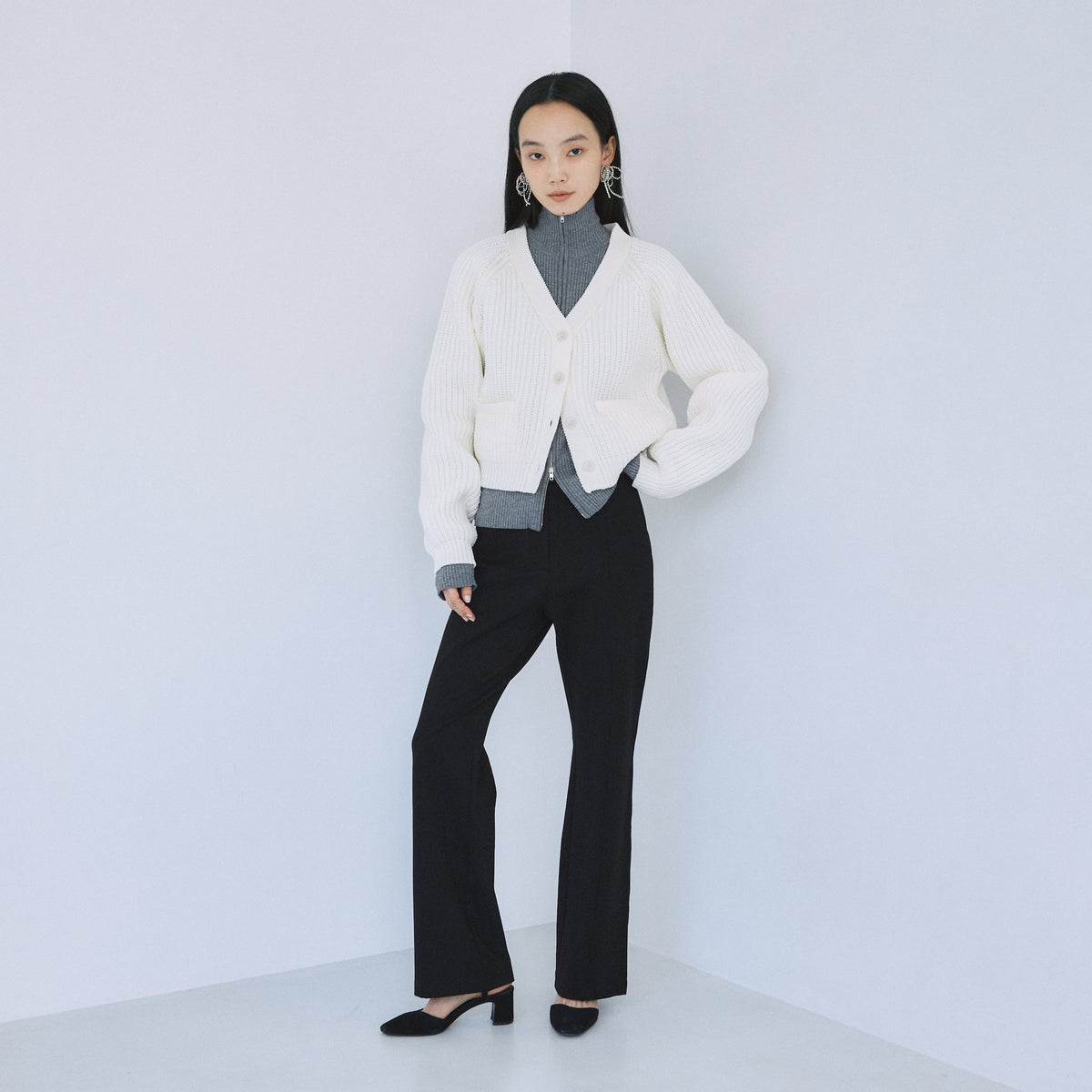 High-stretch knit cardigan