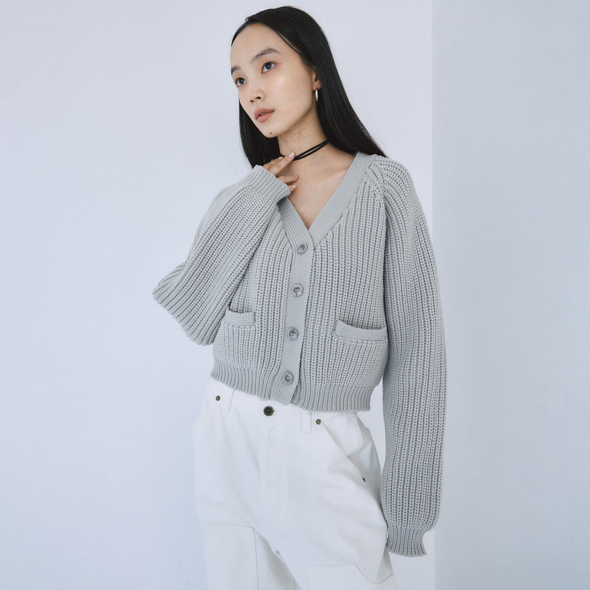 High-stretch knit cardigan