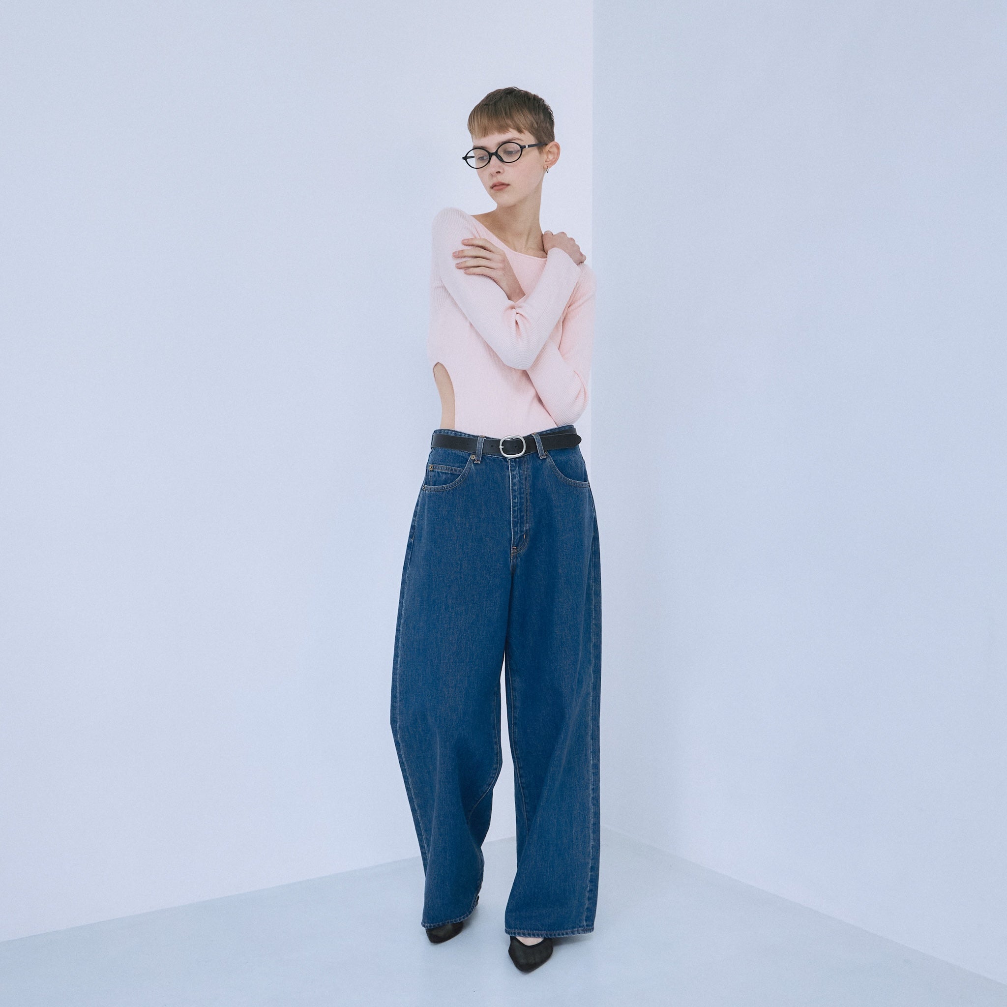 Linen combination side cut body suit