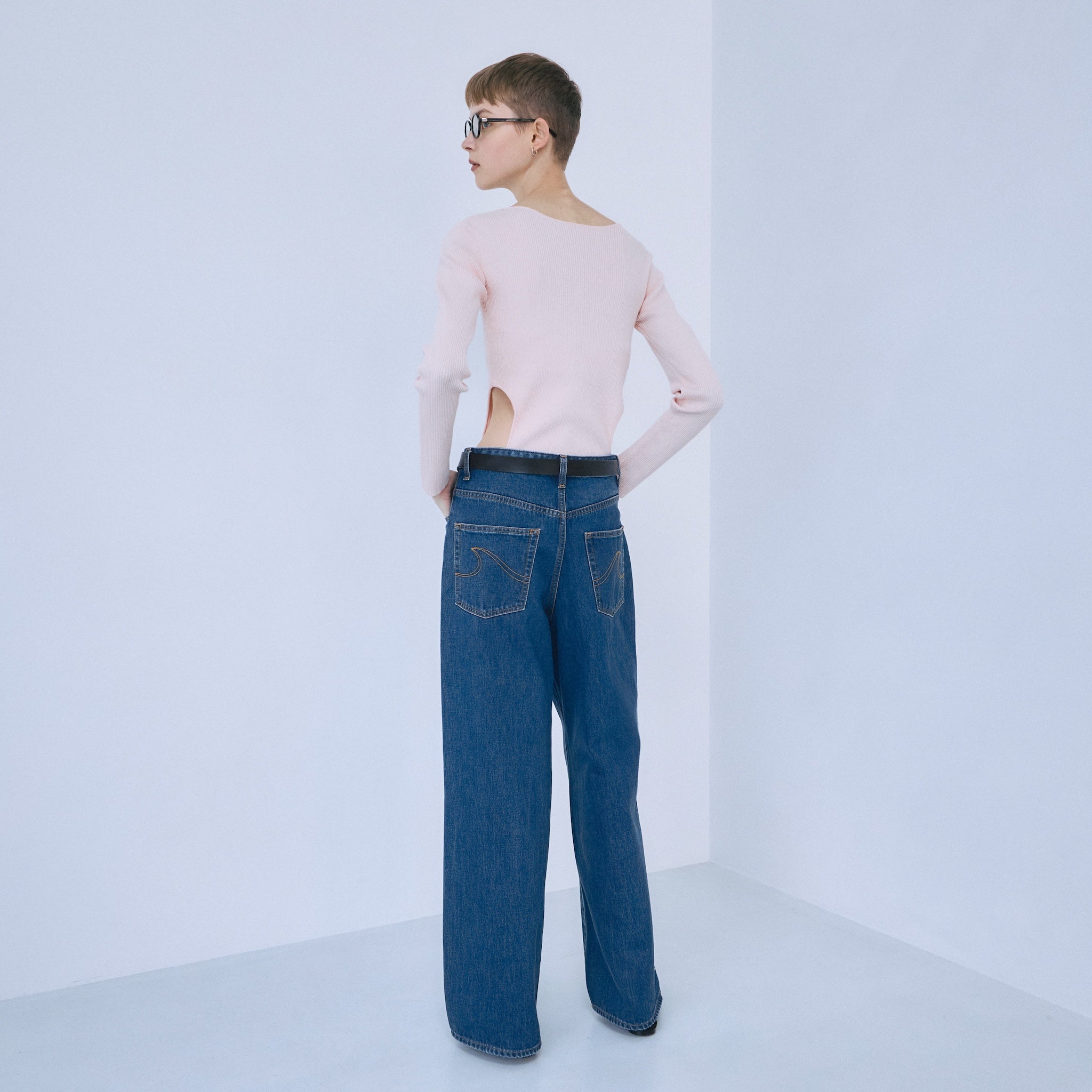 Linen combination side cut body suit