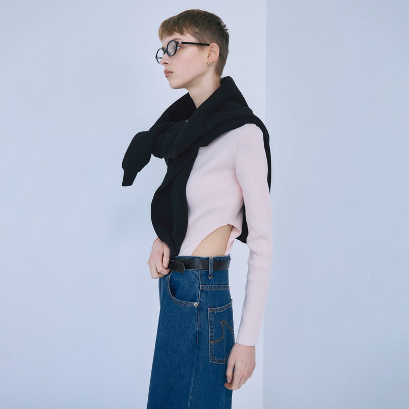 Linen combination side cut body suit