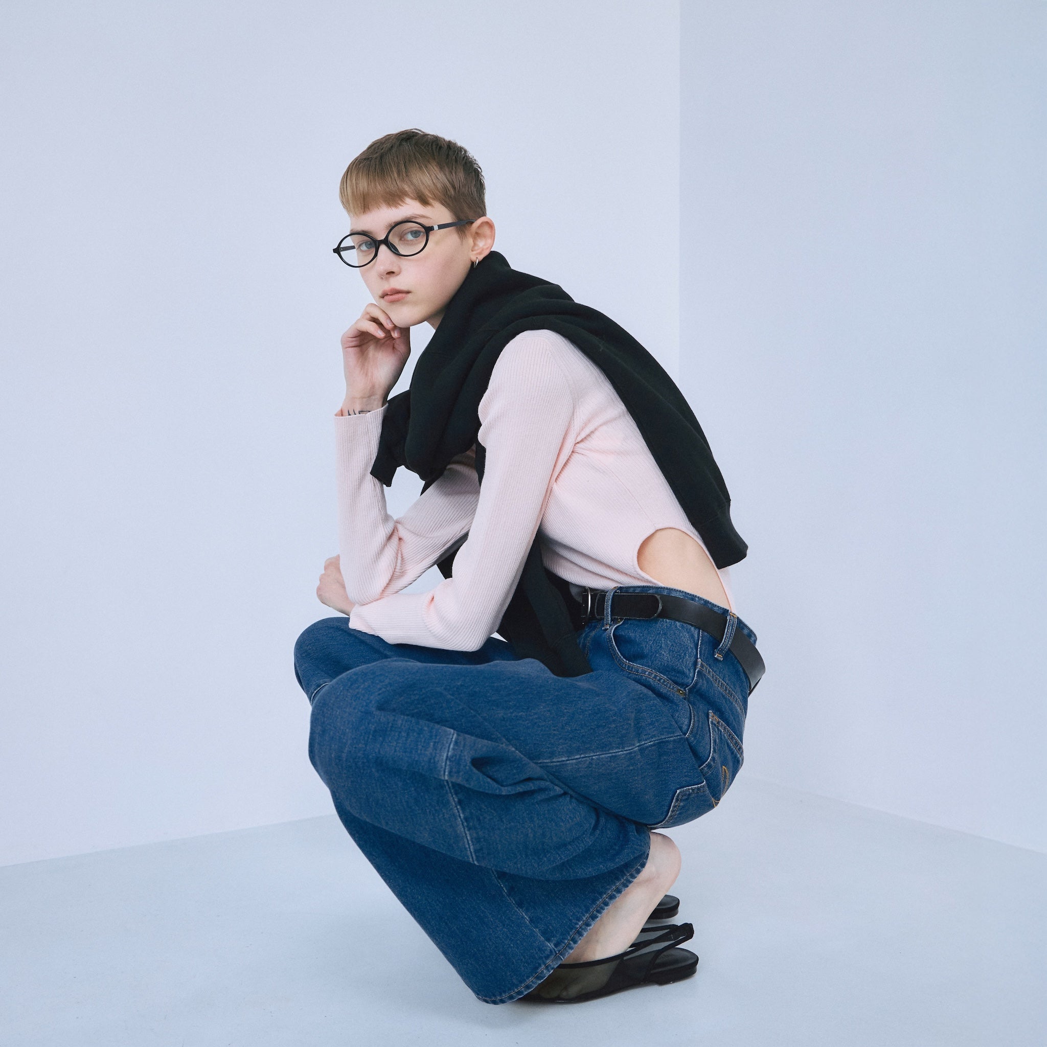 Linen combination side cut body suit