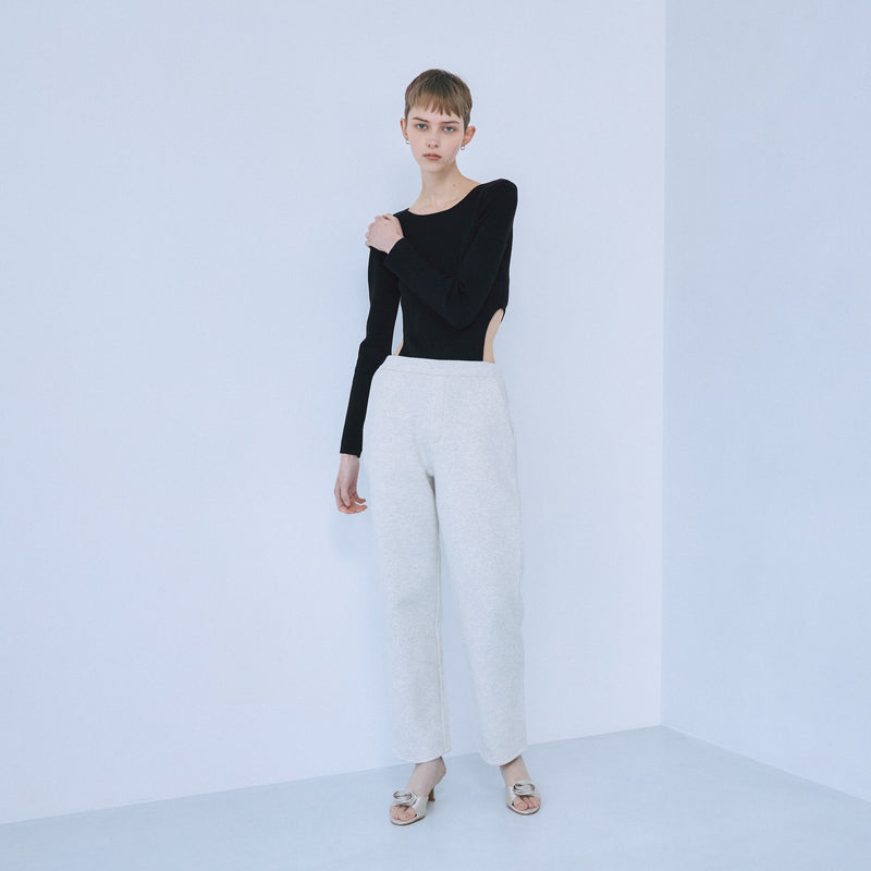 Linen combination side cut body suit